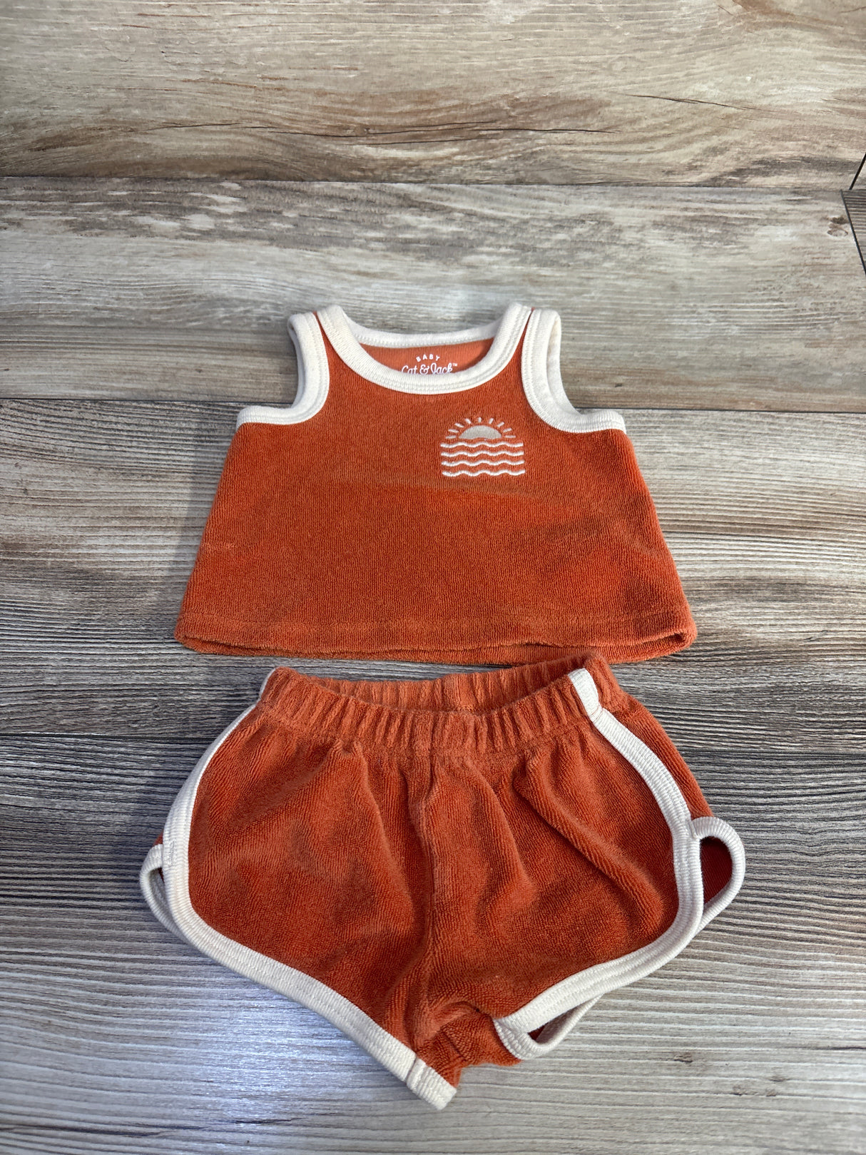 Cat & Jack 2pc Terry Cloth Tank Top & Short Set Orange sz Newborn