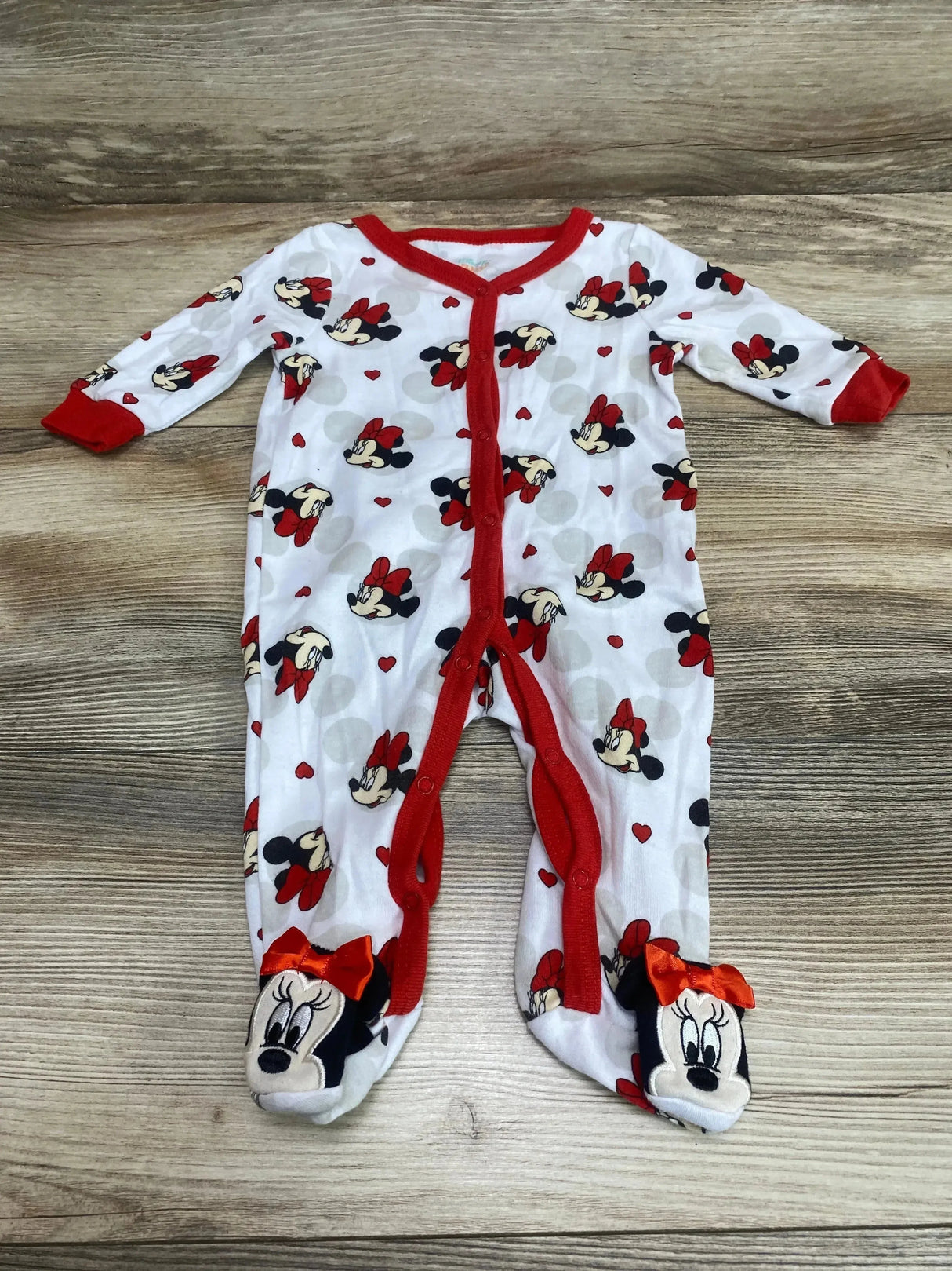 Disney Baby Minnie Mouse Hearts Sleeper White sz 3-6m - Me n Mommy To Be