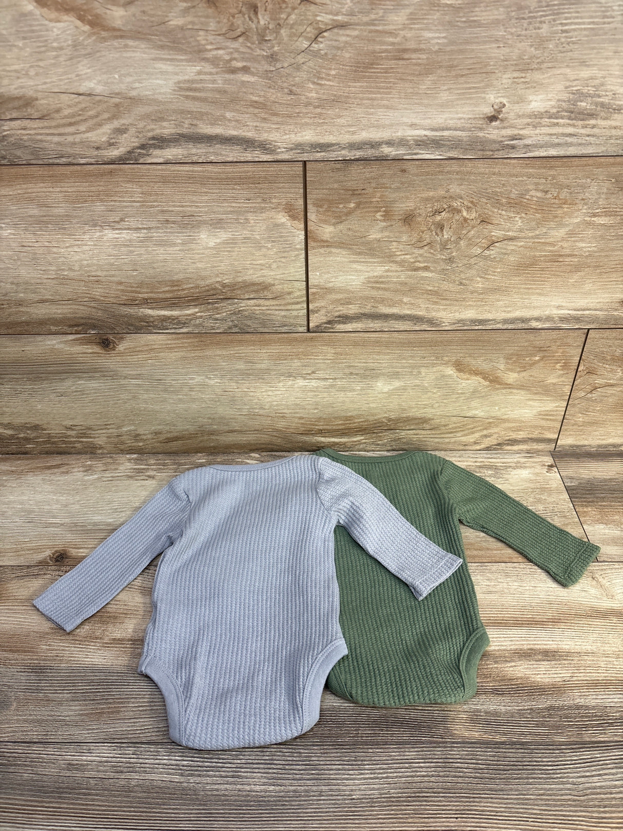 Cloud Island 2pk Textured Long Sleeve Bodysuits Green sz 0-3m