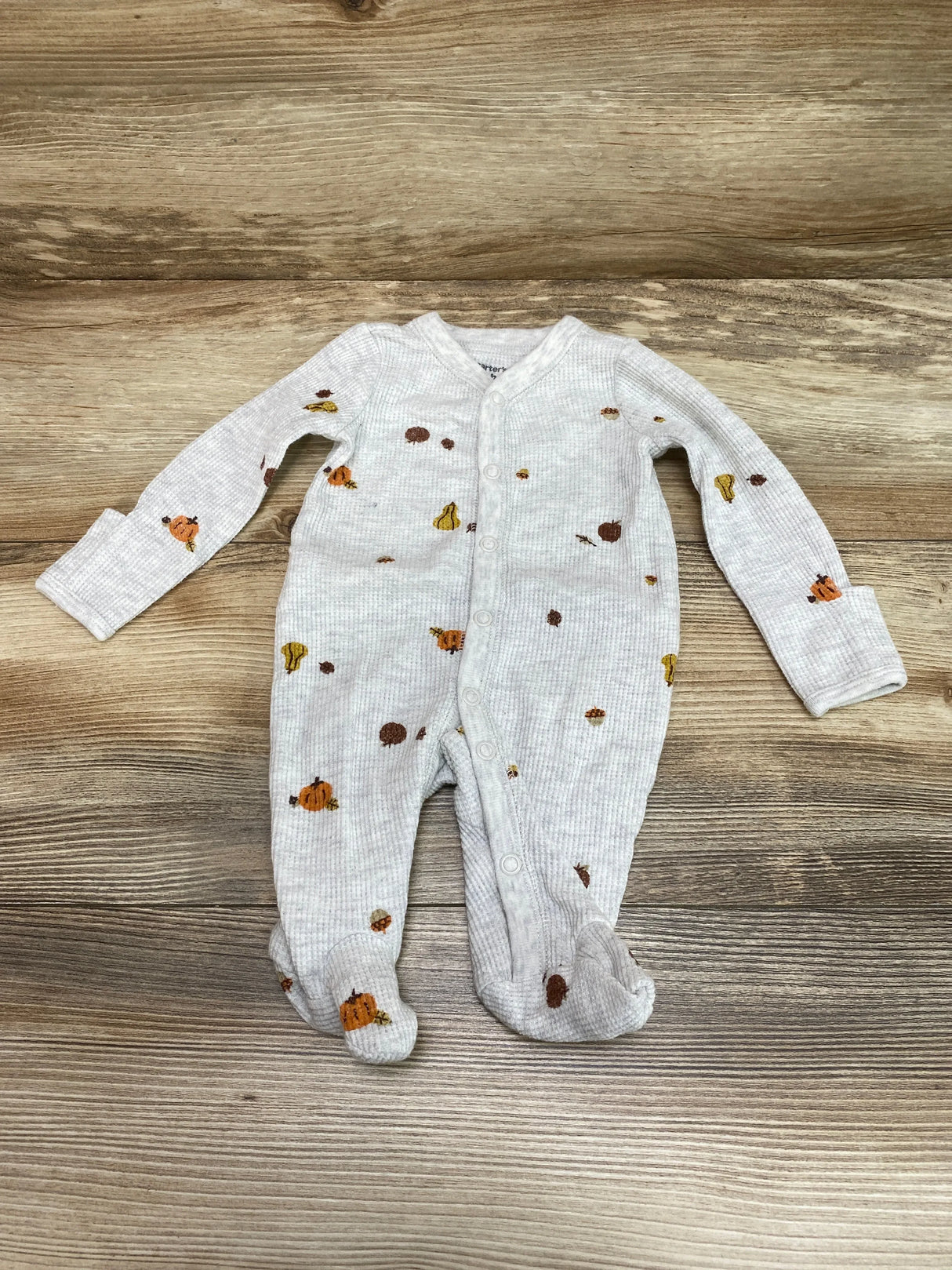 Carter's Thermal Pumpkin Print Sleeper Grey sz Newborn - Me n Mommy To Be