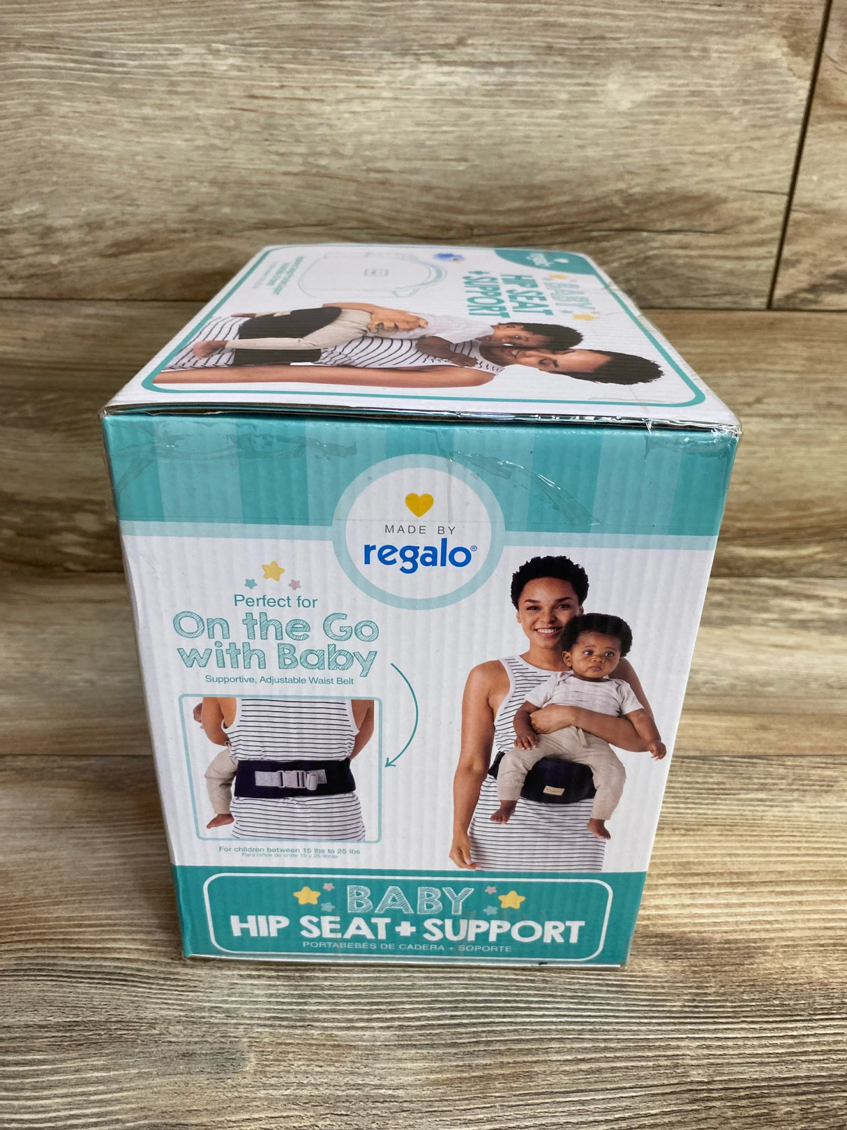Regalo baby hip seat support carrier box with mom holding toddler, adjustable waist belt