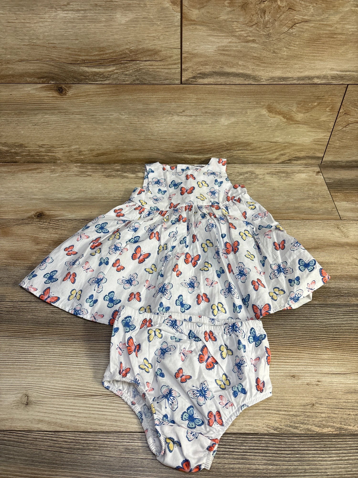 Emporio Baby 2pc Butterfly Print Dress & Bloomers White sz 18m - Me n Mommy To Be