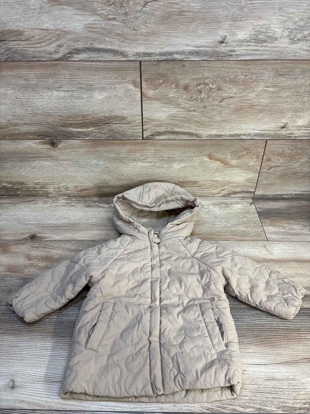 Starting Out Sherpa Lined Floral Puffer Coat Beige sz 12m