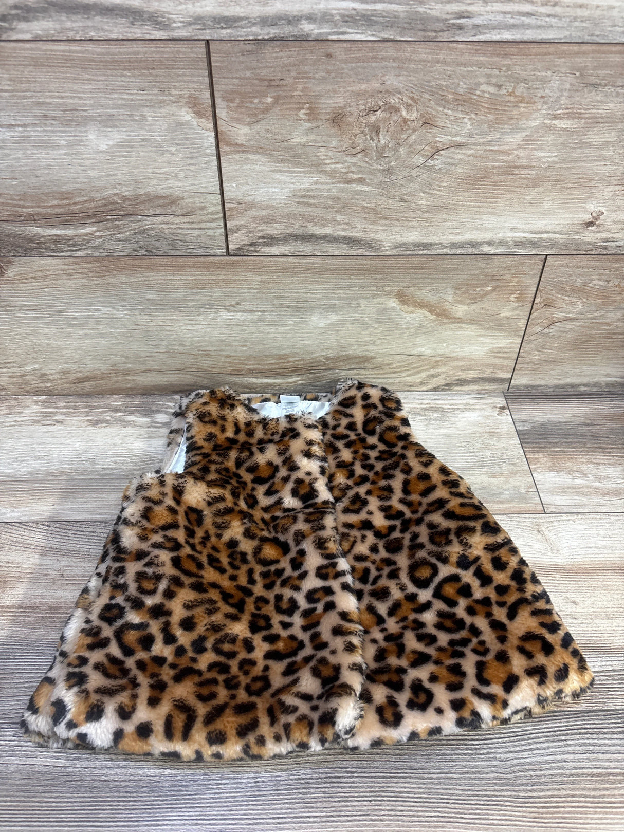 Little Me Leopard Print Plush Vest Brown sz 24m