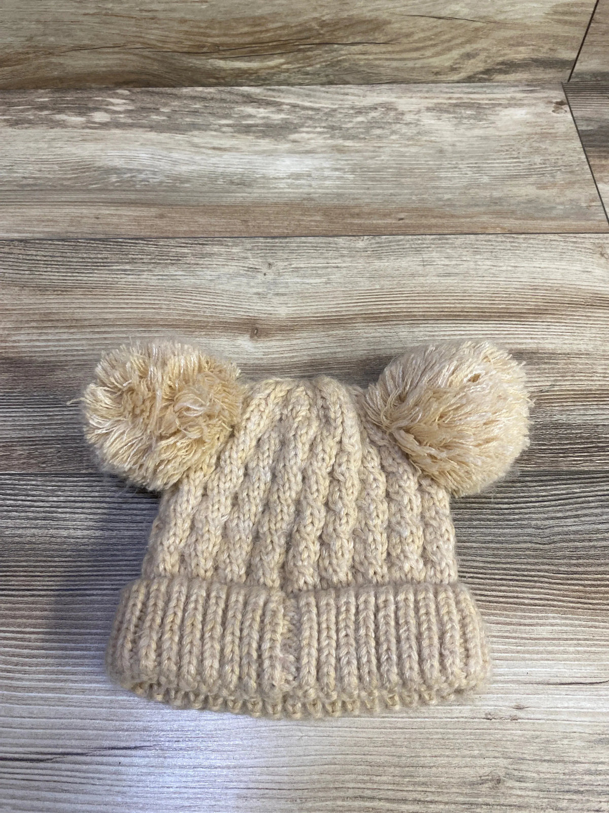 C.C Kids Chunky Knit Pom-Pom Beanie Beige One Size