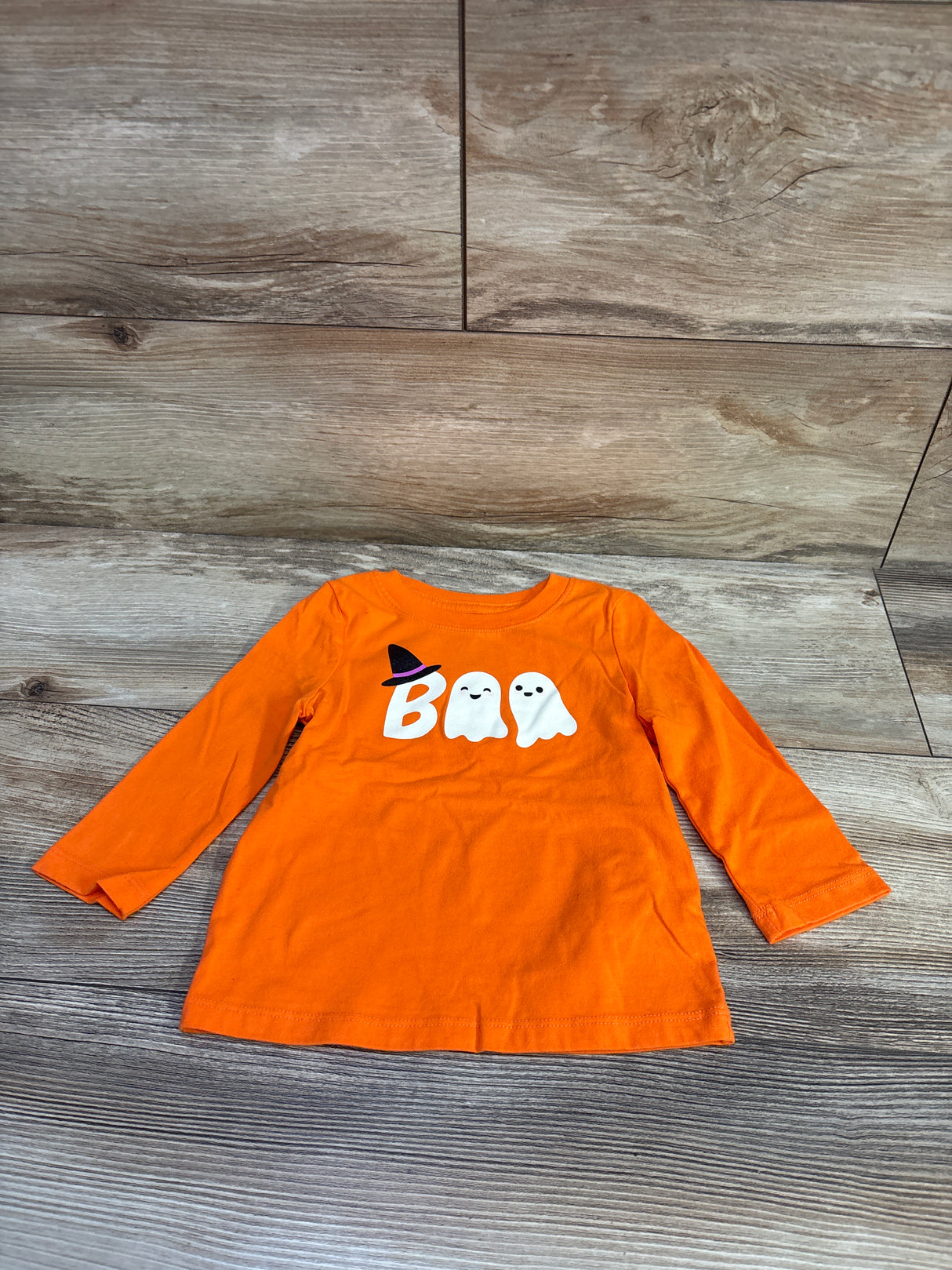 Cat & Jack "Boo" Long Sleeve Shirt Orange sz 18m