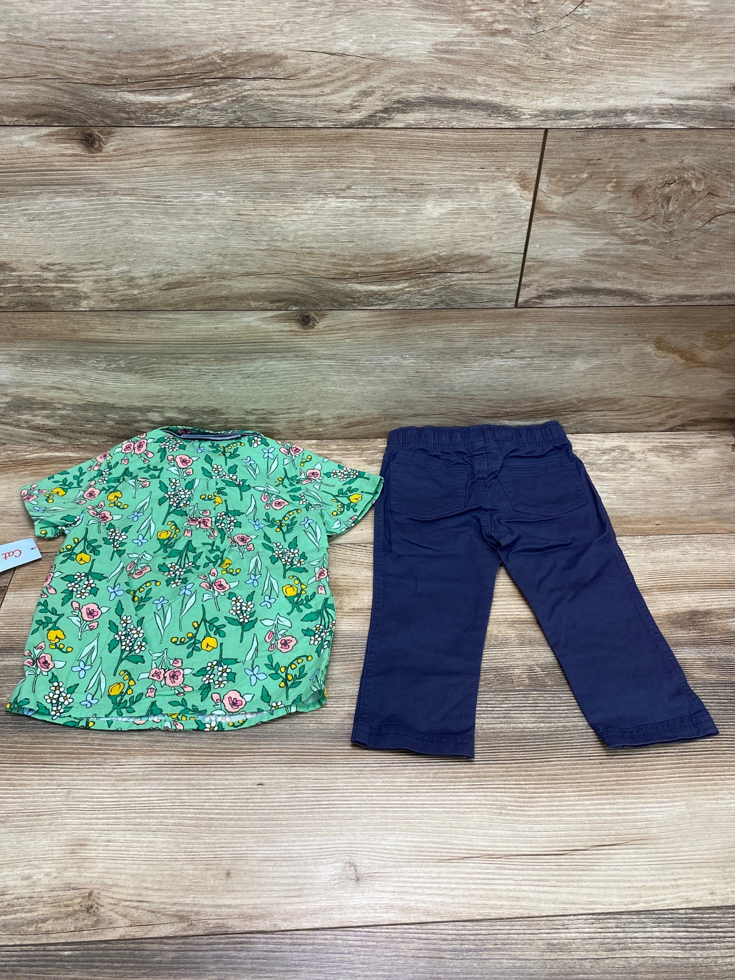 NEW Cat & Jack 3pc Floral Button-Up Set Green sz 18m - Me n Mommy To Be