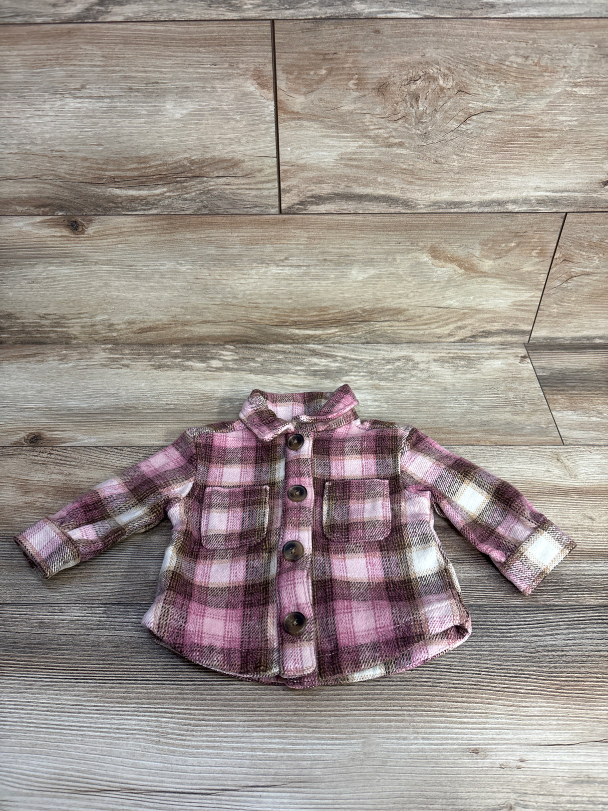 Old Navy Plaid Button Up Shacket Pink sz 3-6m