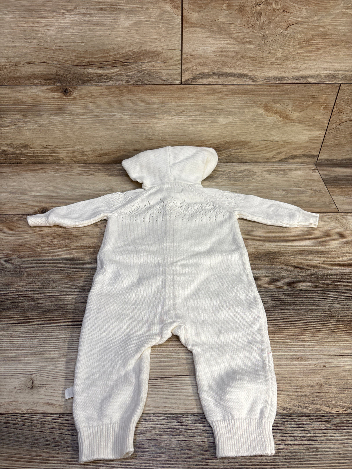Little Planet Organic Sweater Knit Pointelle Hooded Coverall Ivory sz 6m