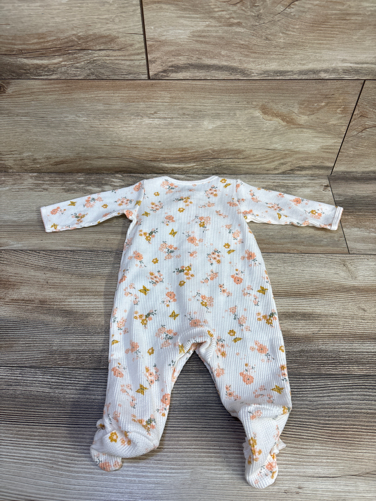 Carter's Floral Waffle Knit Snap Sleeper Cream sz 3m