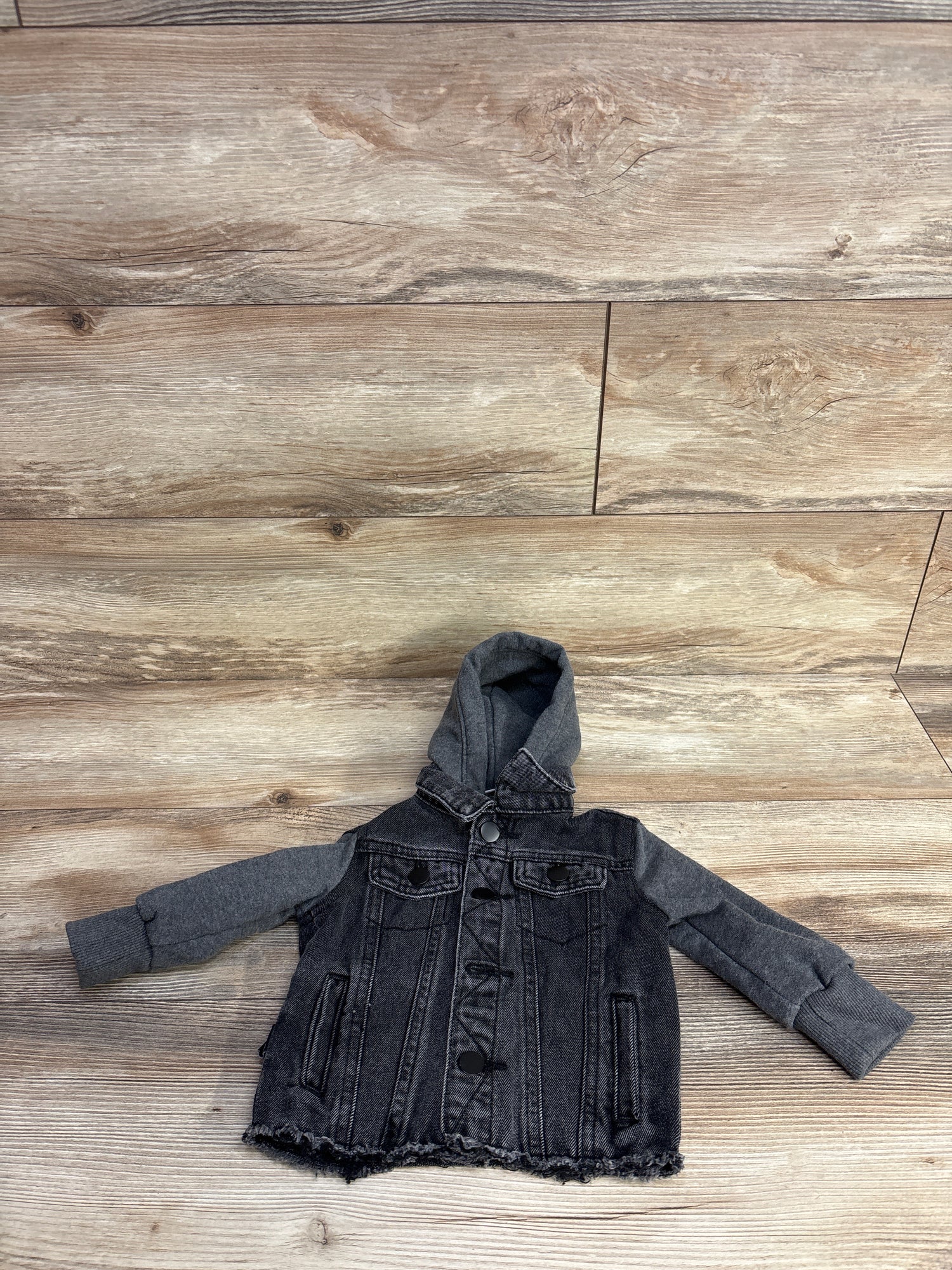Olive + Scout Hooded Denim Jacket Grey sz 6-12m