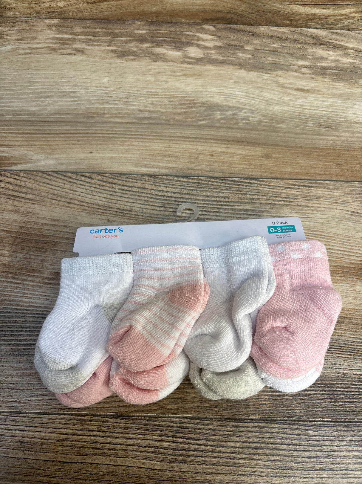 NEW Just One You 8pk Socks Pink/White sz 0-3m