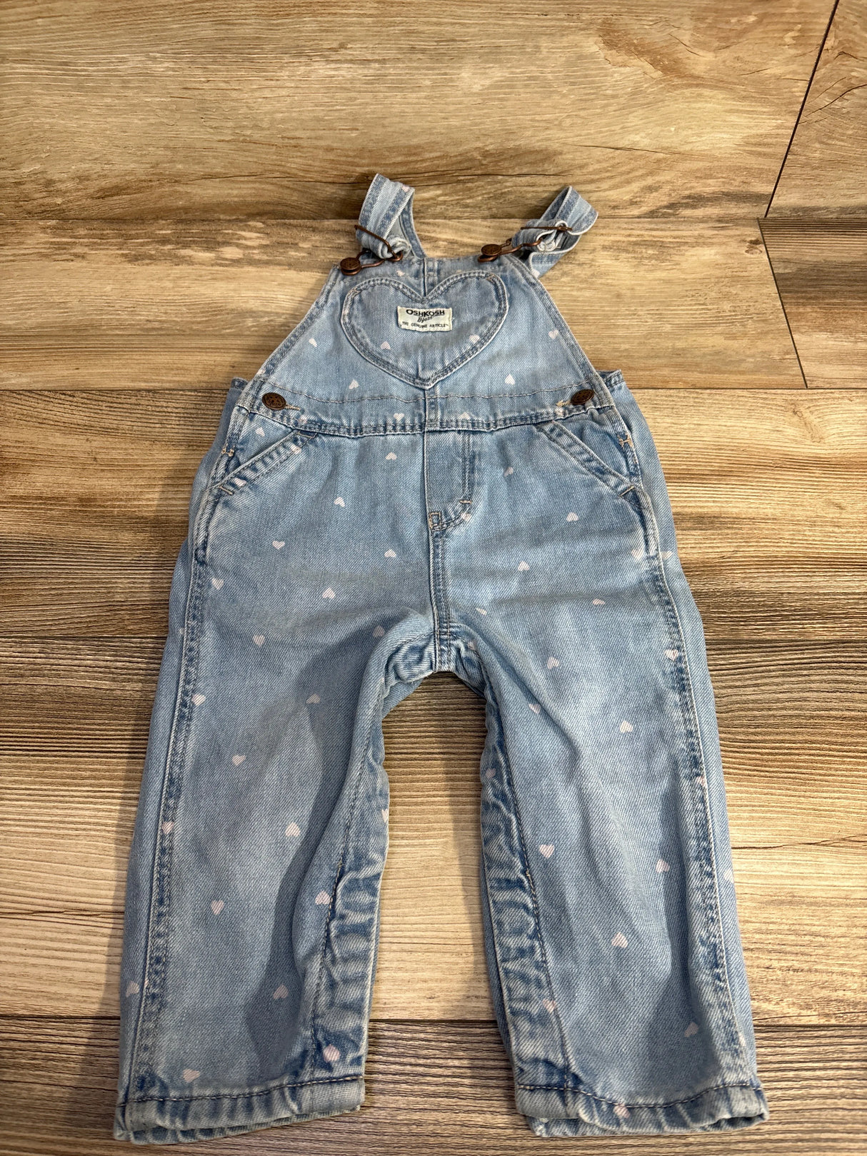 OshKosh Heart Print Denim Overalls Blue sz 12m