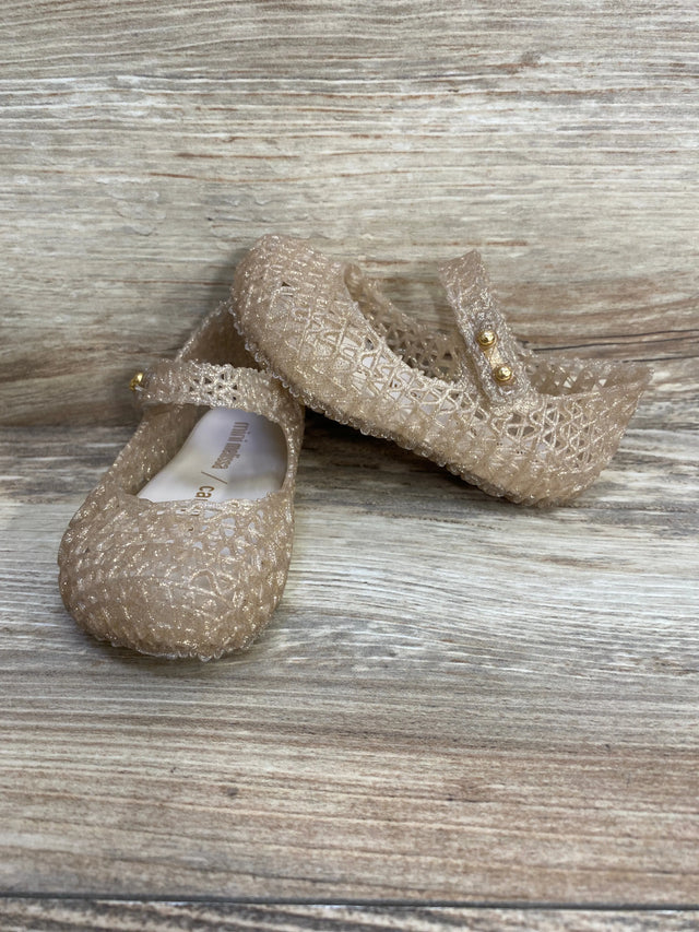 Mini Melissa Campana Beige Glitter Jelly Flats sz 6c - Me n Mommy To Be