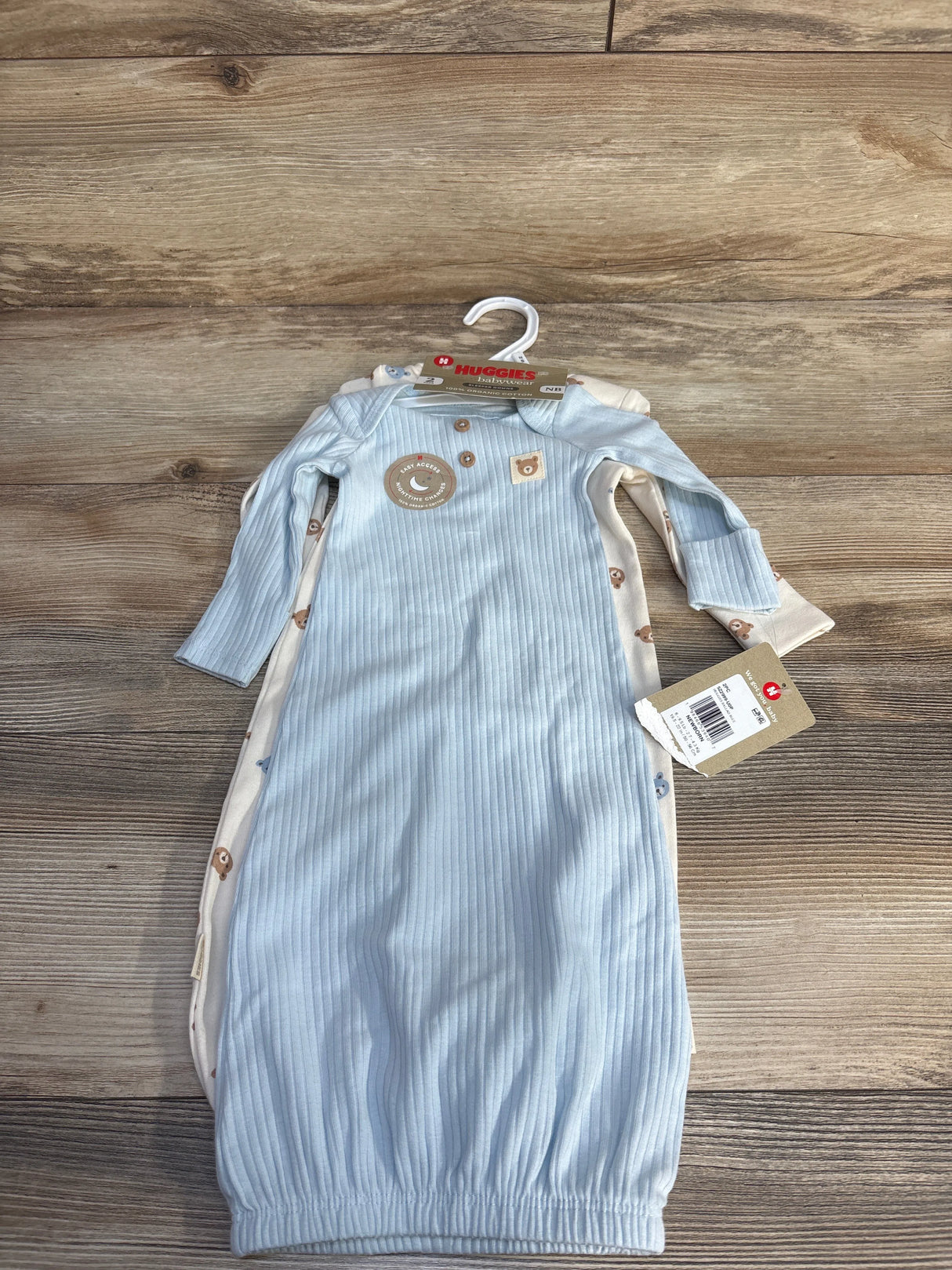 NEW Huggies Babywear 2pk Sleep Gowns Blue sz Newborn
