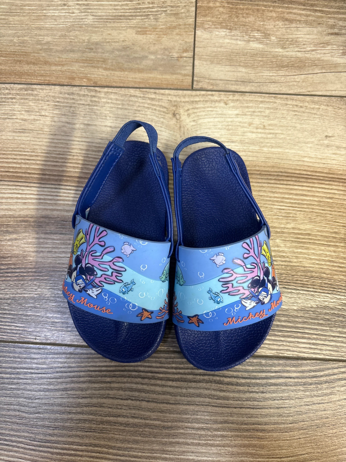 Disney Store Mickey Mouse Swim Slides Blue sz 5/6c