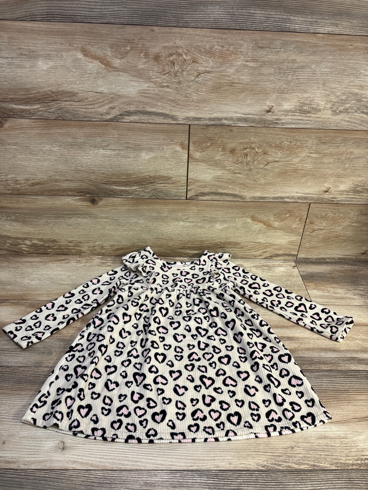 Jumping Beans Velour Ribbed Leopard Dress Ivory sz 3T