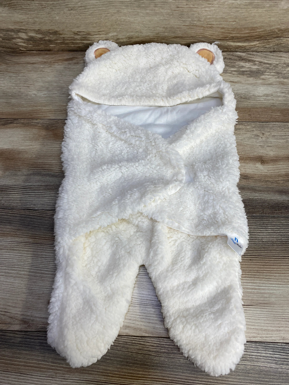 BlueMello Baby Bear Swaddle Blanket White sz 0-6m - Me n Mommy To Be