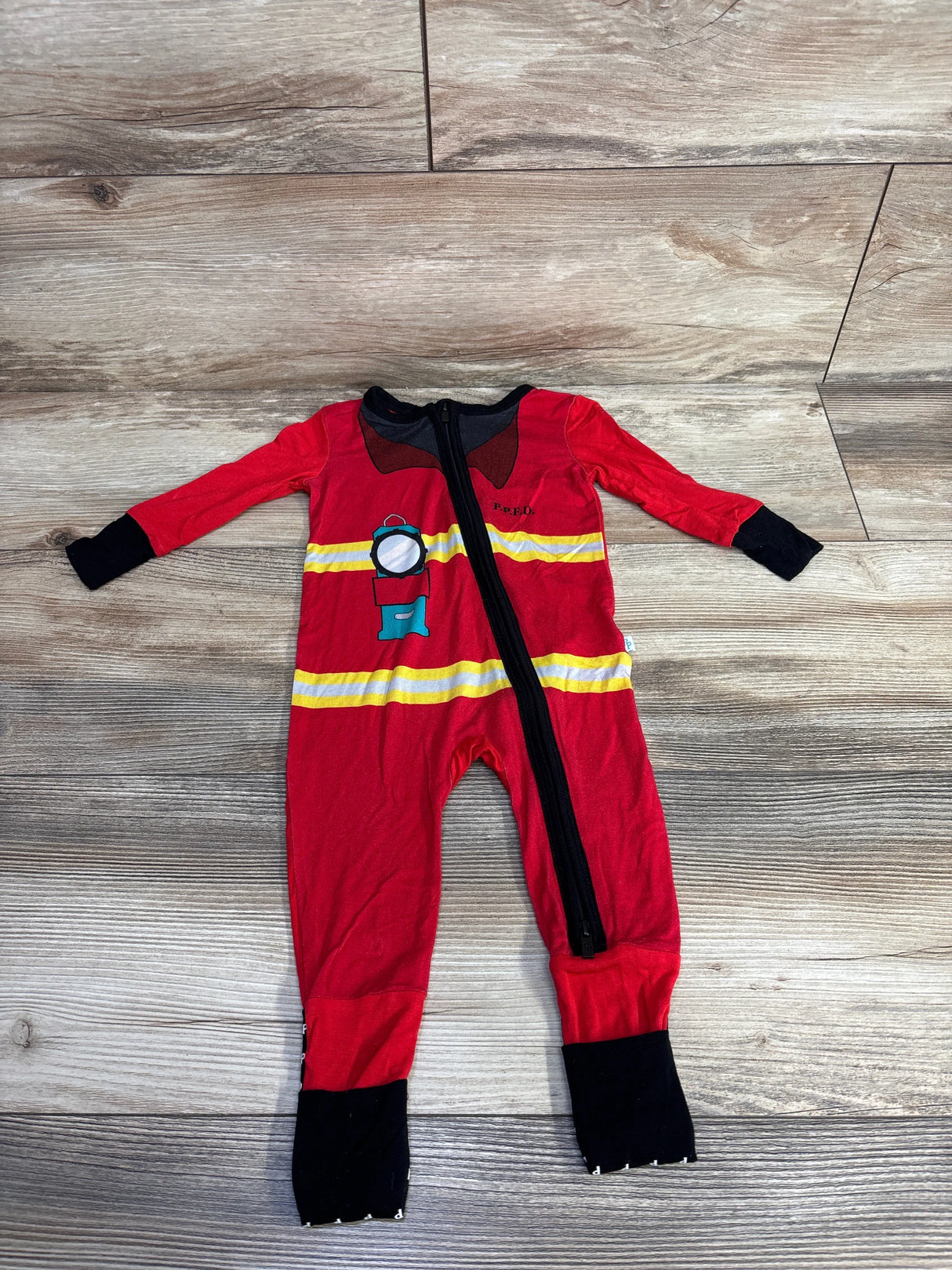 Posh P Fireman Convertible Footie Red sz 6-9m