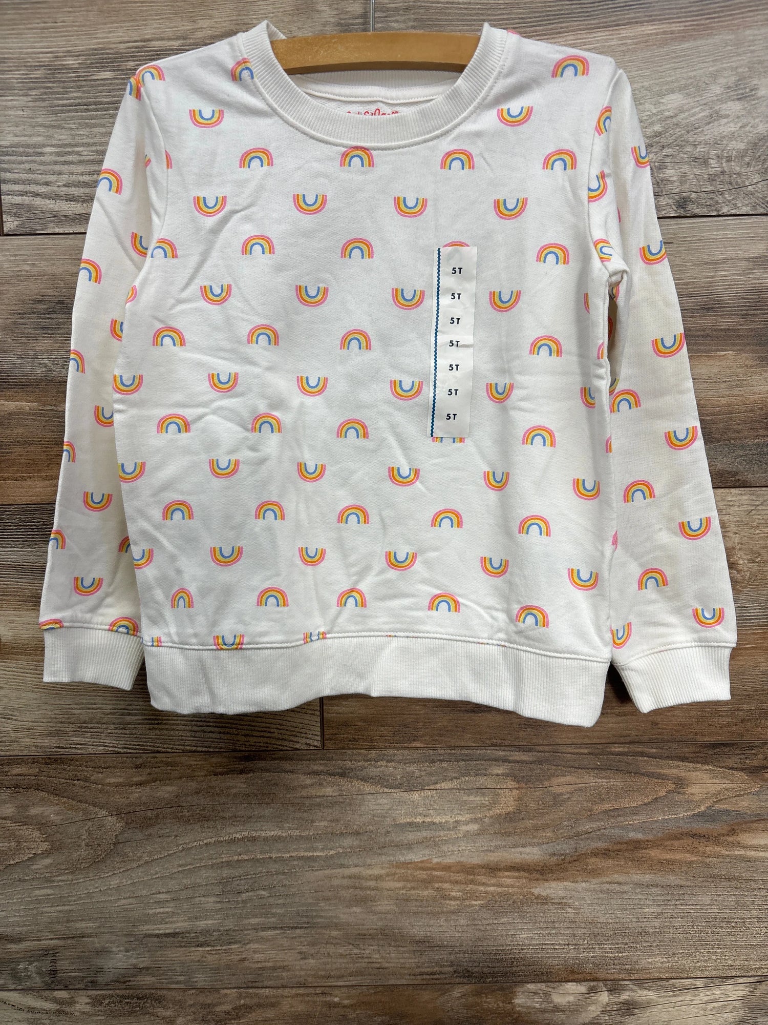 NEW Cat & Jack Rainbow Sweatshirt White sz 5T