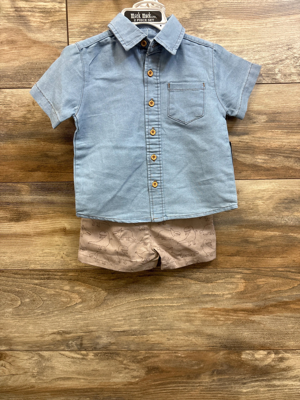 NEW Mick Mack 2pc Button-Up Shirt & Shorts Set Blue sz 12m