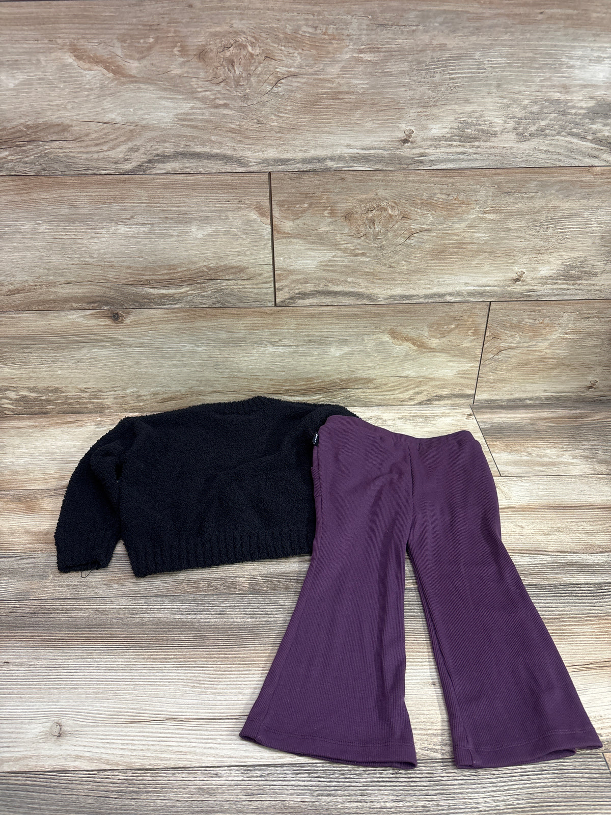 DKNY 2pc Sweater & Ribbed Flare Pants Set Black sz 2T