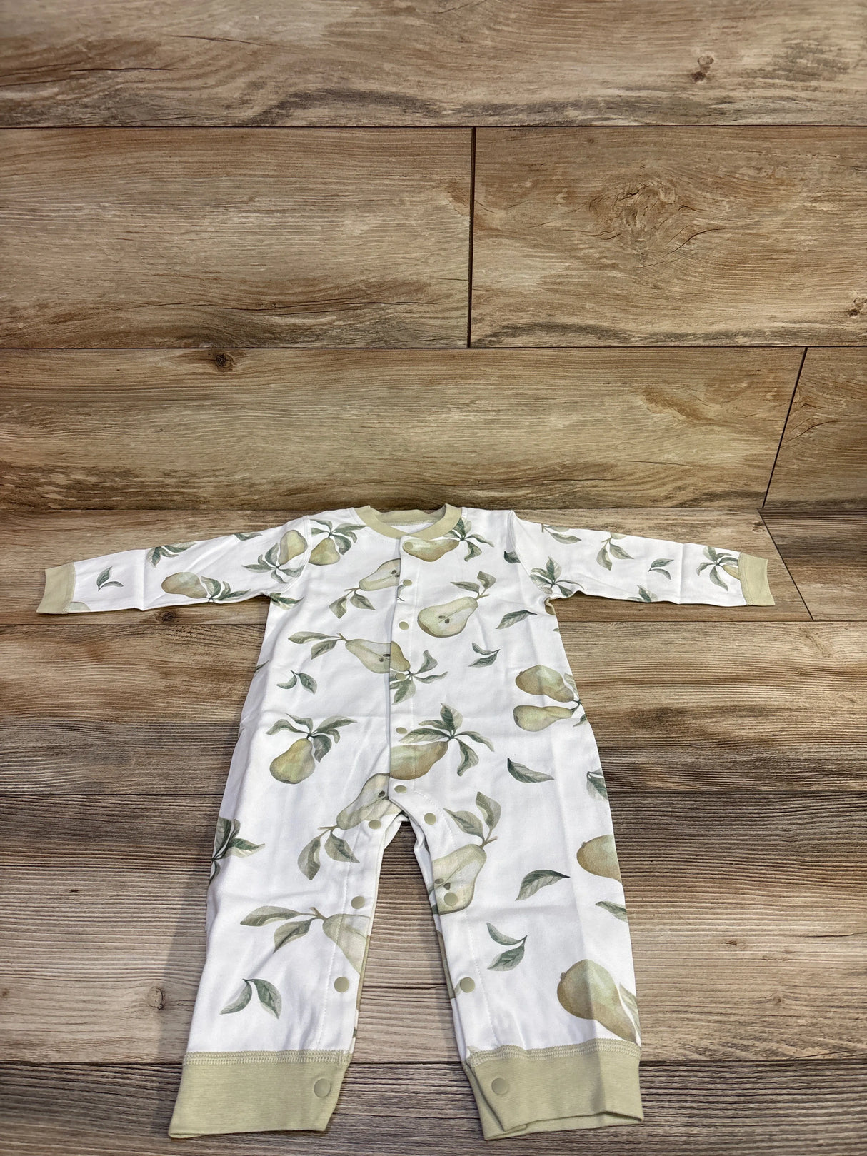 NWOT Cherie Kids Pear Print Snap Coverall White sz 6-9m