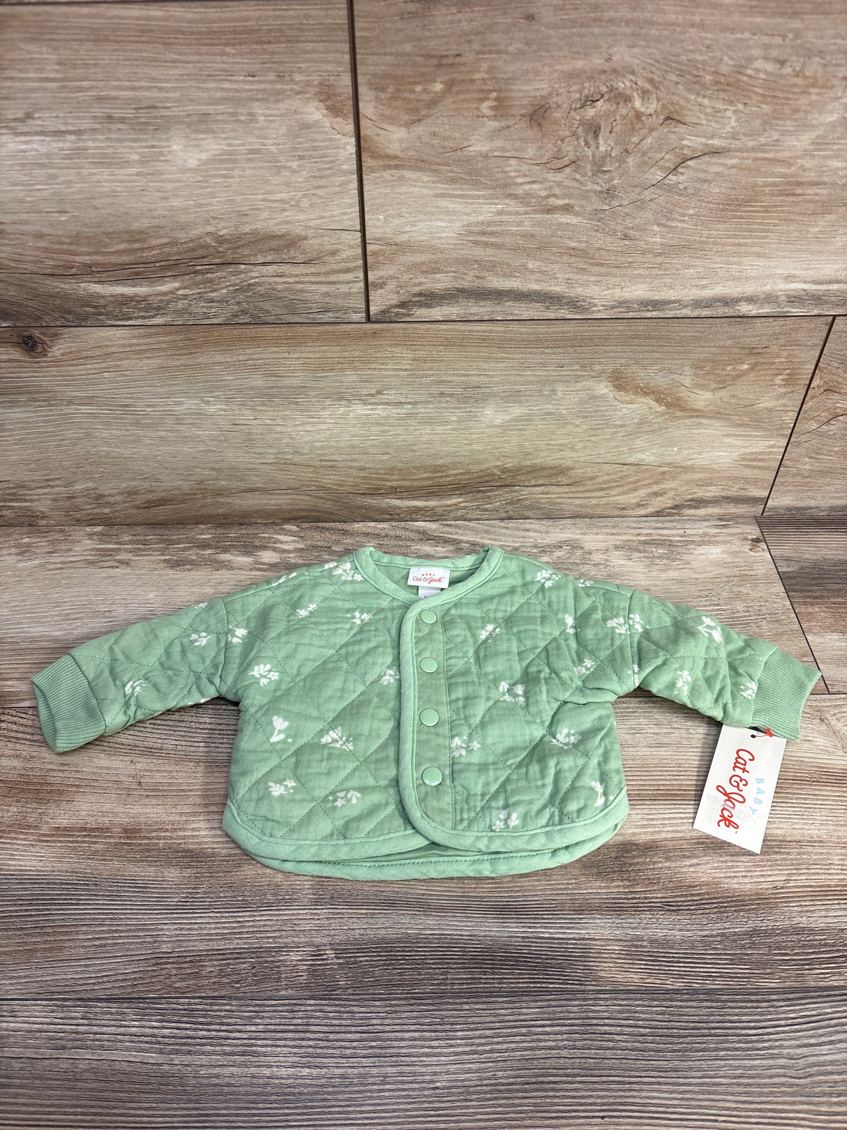 NEW Cat & Jack Floral Chambray Quilted Jacket Green sz 0-3m