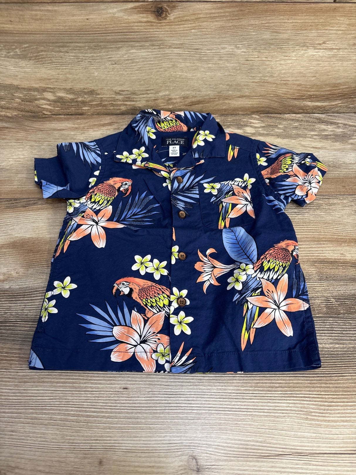 Children's Place Floral Button Up Shirt Blue sz 3T