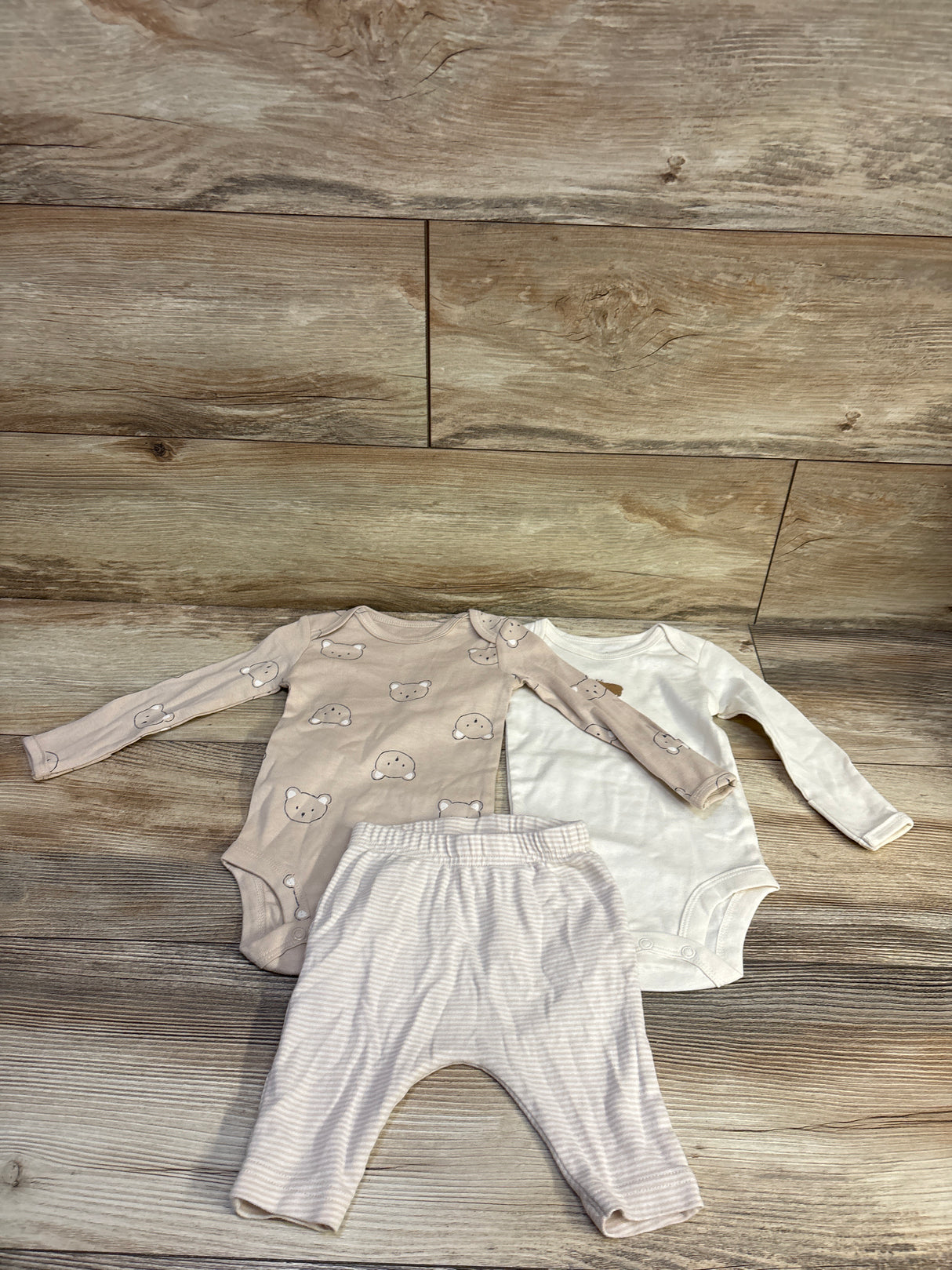 Carter's 3pc Long Sleeve Bodysuit Set Tan sz 3m