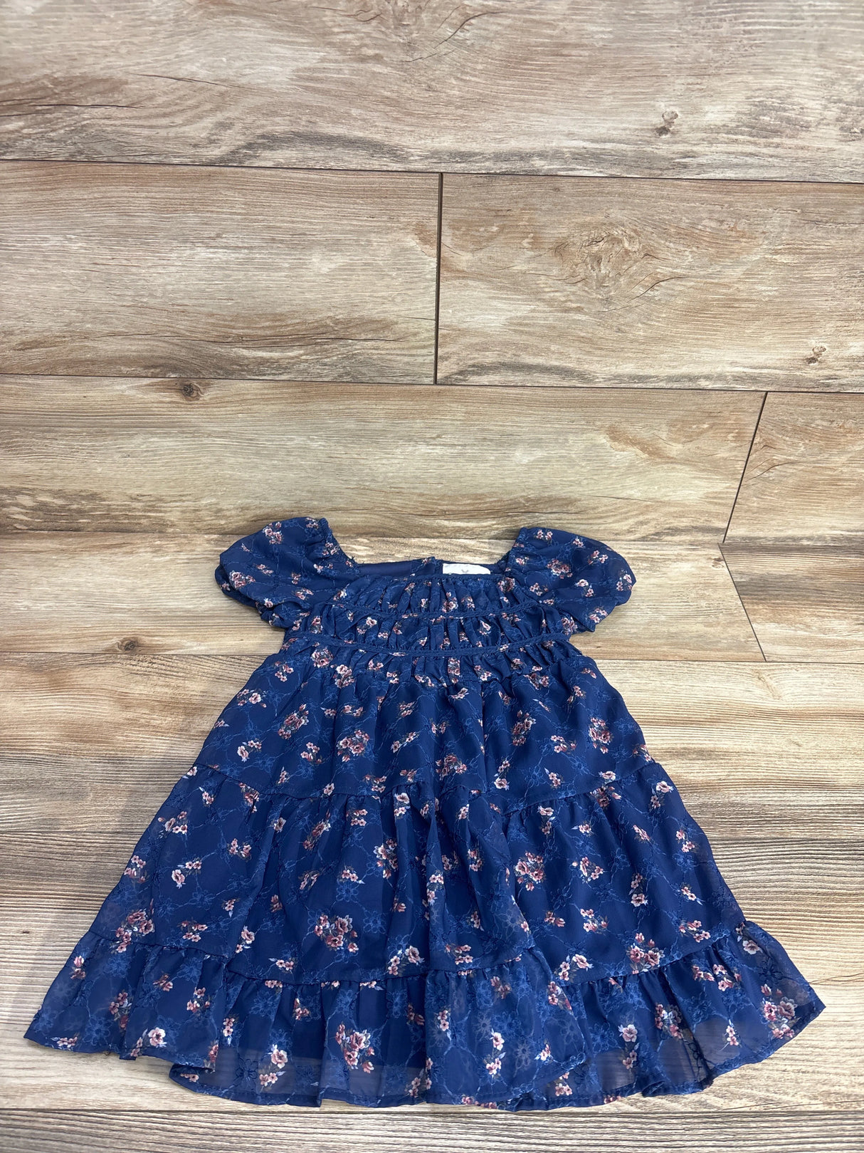Rare Editions Floral Puff Sleeve Dress Navy sz 5T