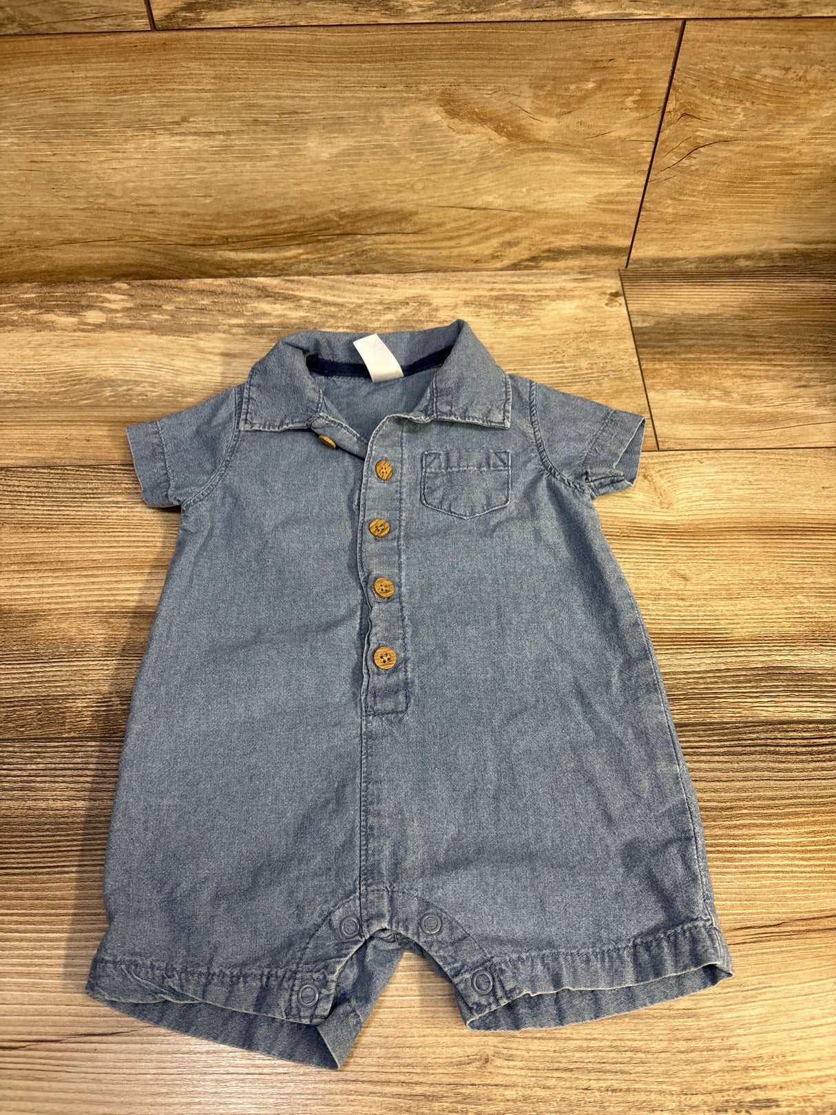 Carter's Chambray Polo Shortie Romper Blue sz 6m