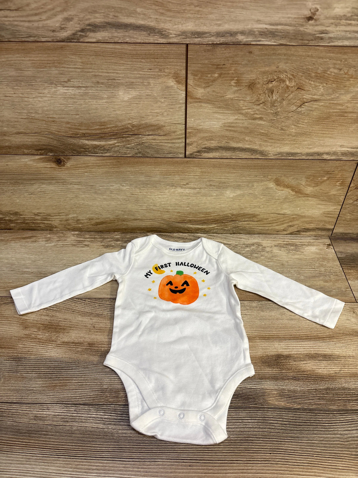 Old Navy My First Halloween Long Sleeve Bodysuit White sz 6-12m
