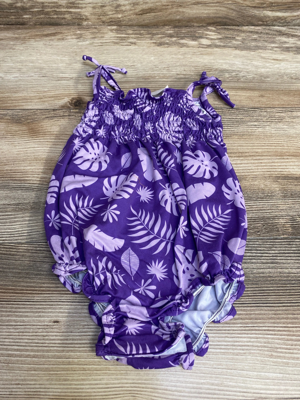 Hula Bay Smocked Tropical Romper Purple sz 6m - Me n Mommy To Be