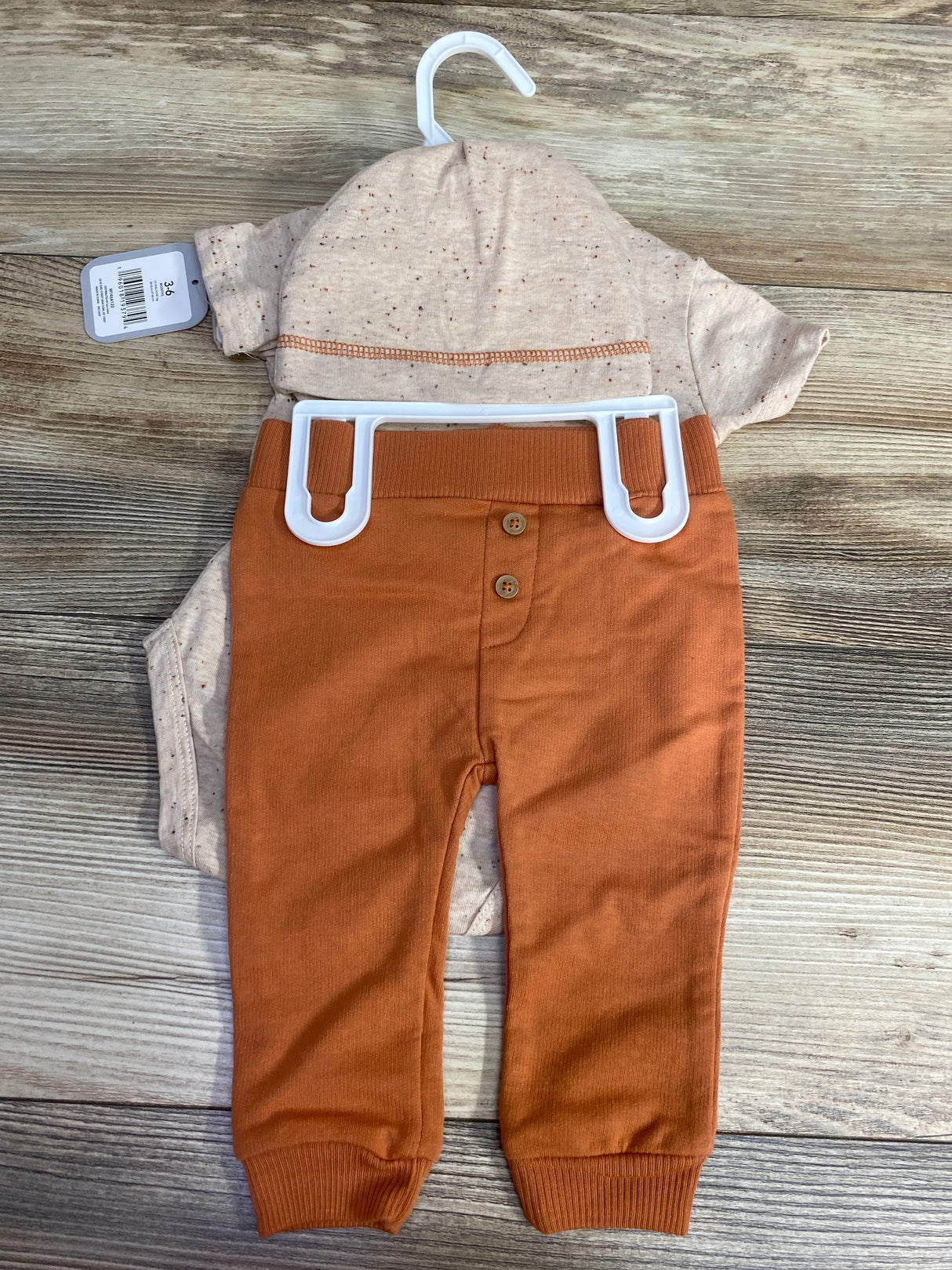 NEW Rene Rofe 3pc Henley Bodysuit Set Brown sz 3-6m