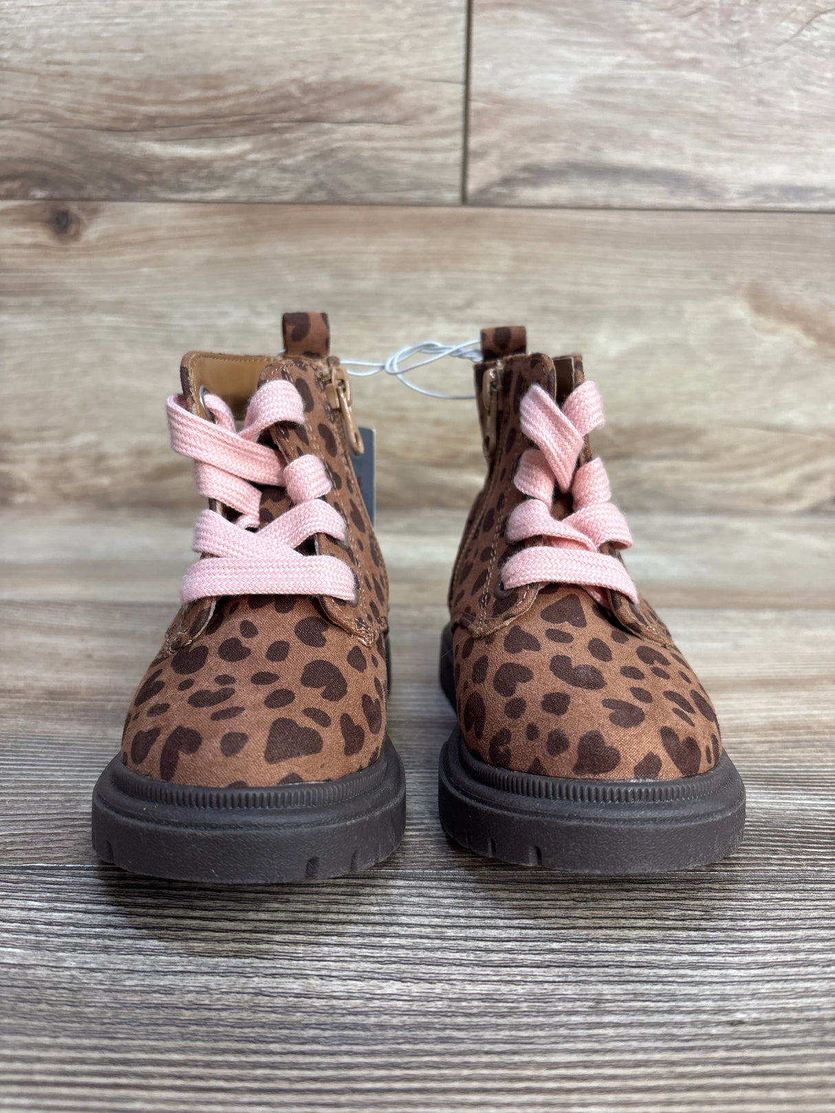 NEW Cat & Jack Toddler Girls' Amaya Zipper Leopard Print  Combat Boots Brown Sz 6c