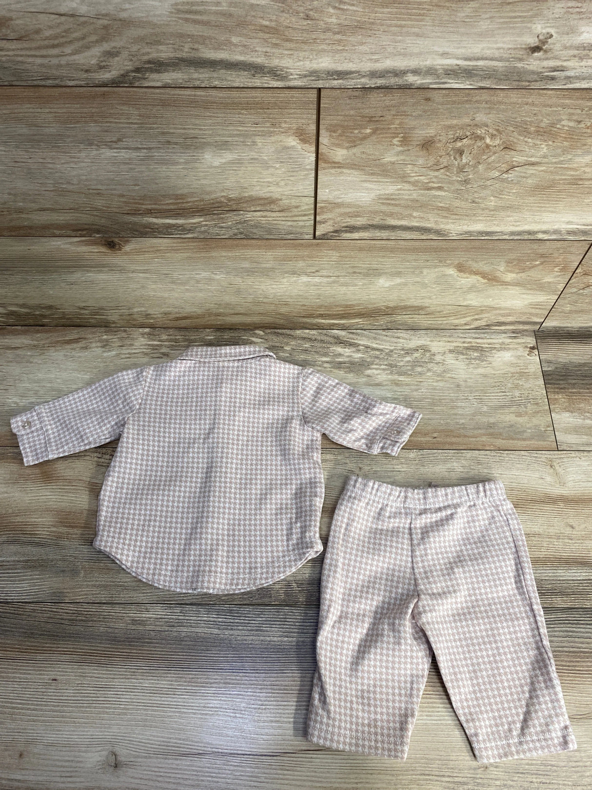 Little Me 2pc Tweed Button Up Shirt & Pants Set Pink sz 3m