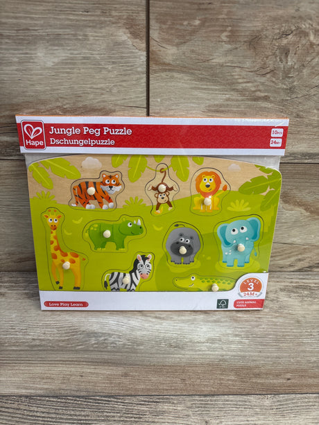 NEW Hape Jungle Wooden Peg Puzzle, 10pc - Me n Mommy To Be