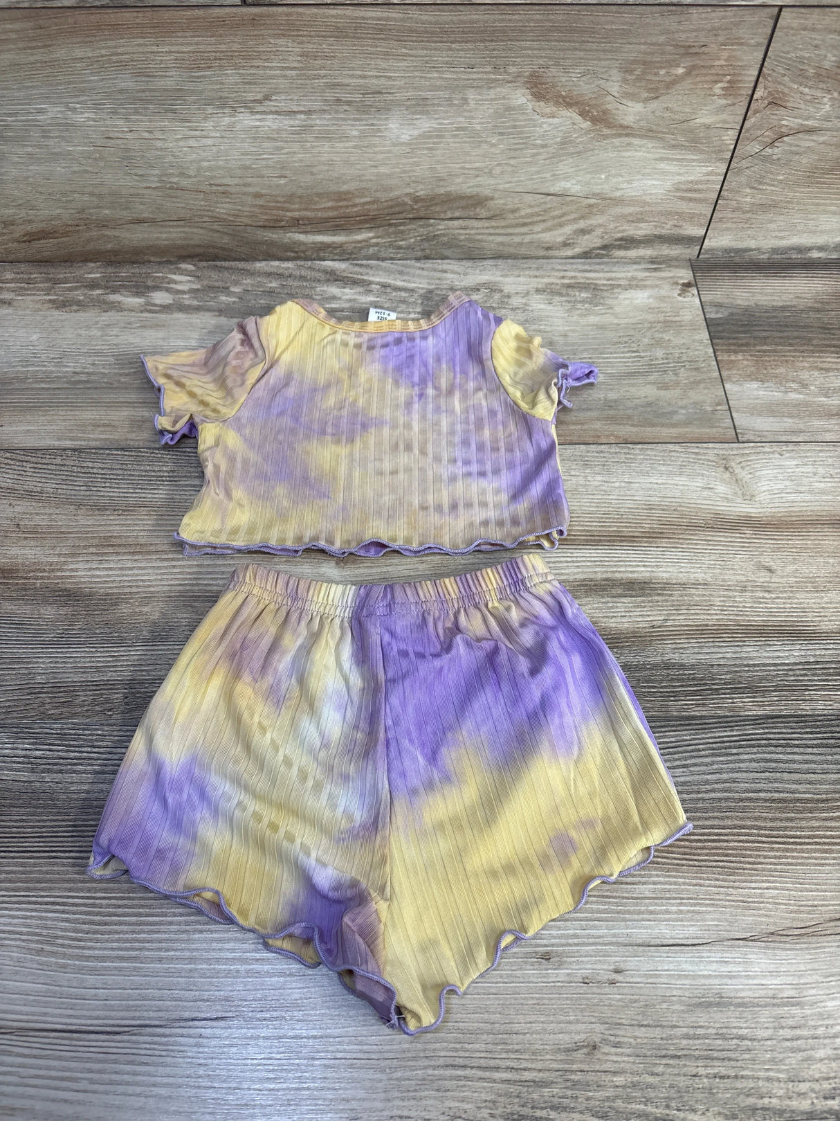 Shein 2pc Tie Dye Rib Knit Tee & Shorts Set Purple sz 9-12m