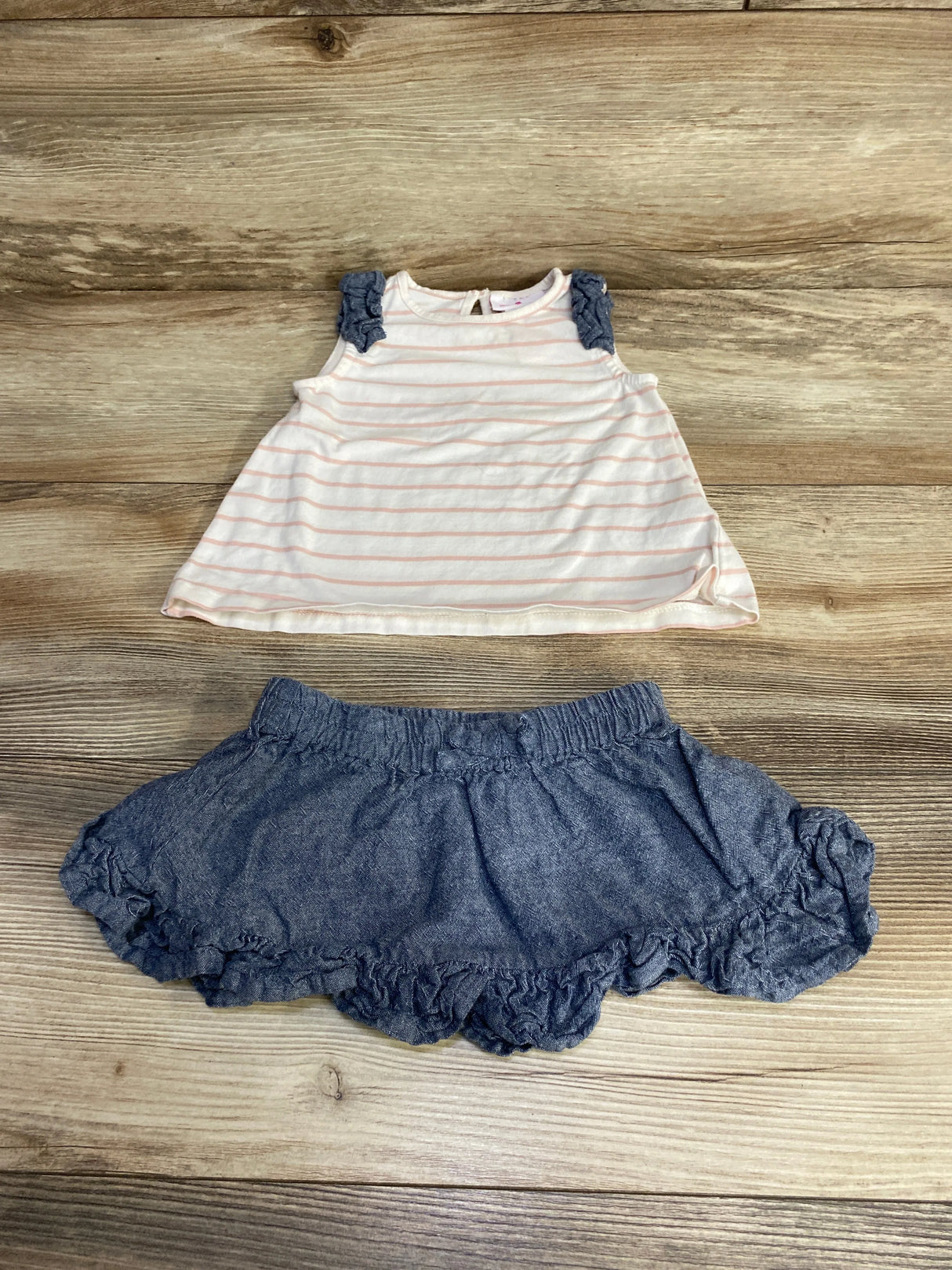 Tommy Bahama 2pc Striped Tank Top & Chambray Skirt White sz 12m - Me n Mommy To Be