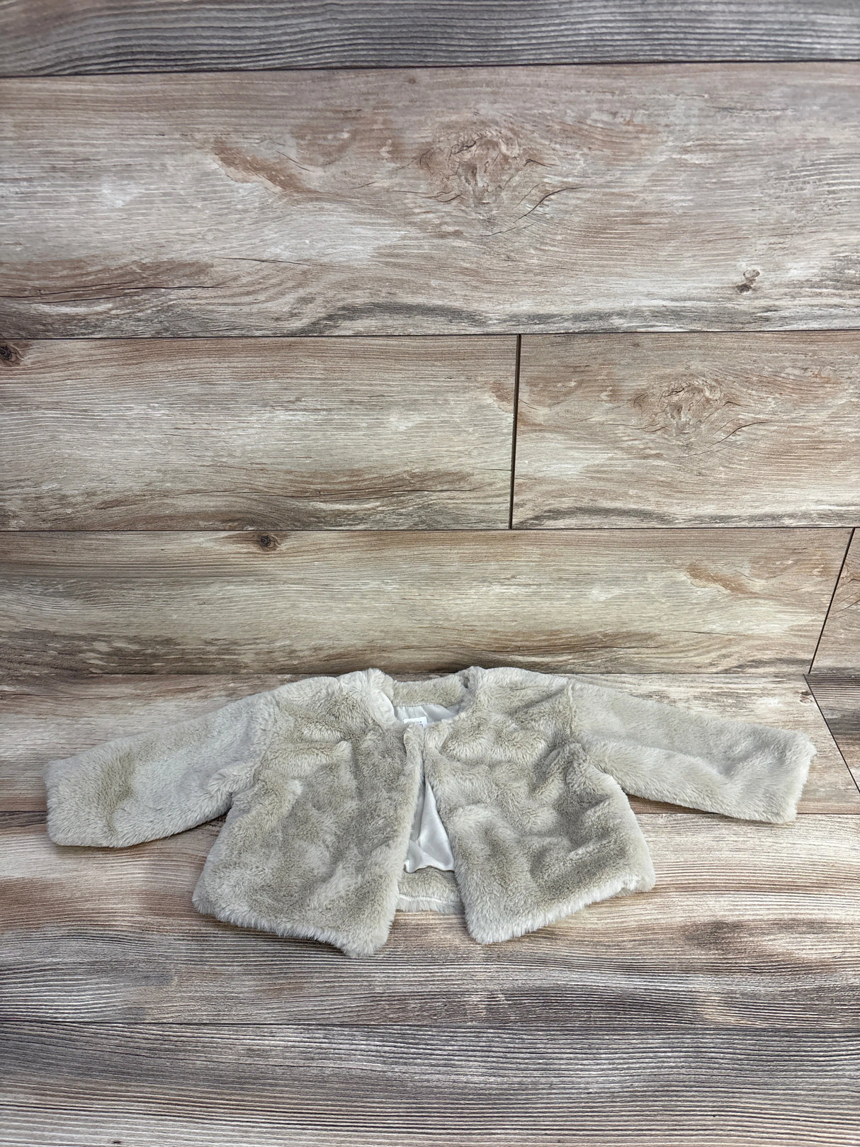 Baby Gap Faux Fur Open Cardigan Beige sz 6-12m