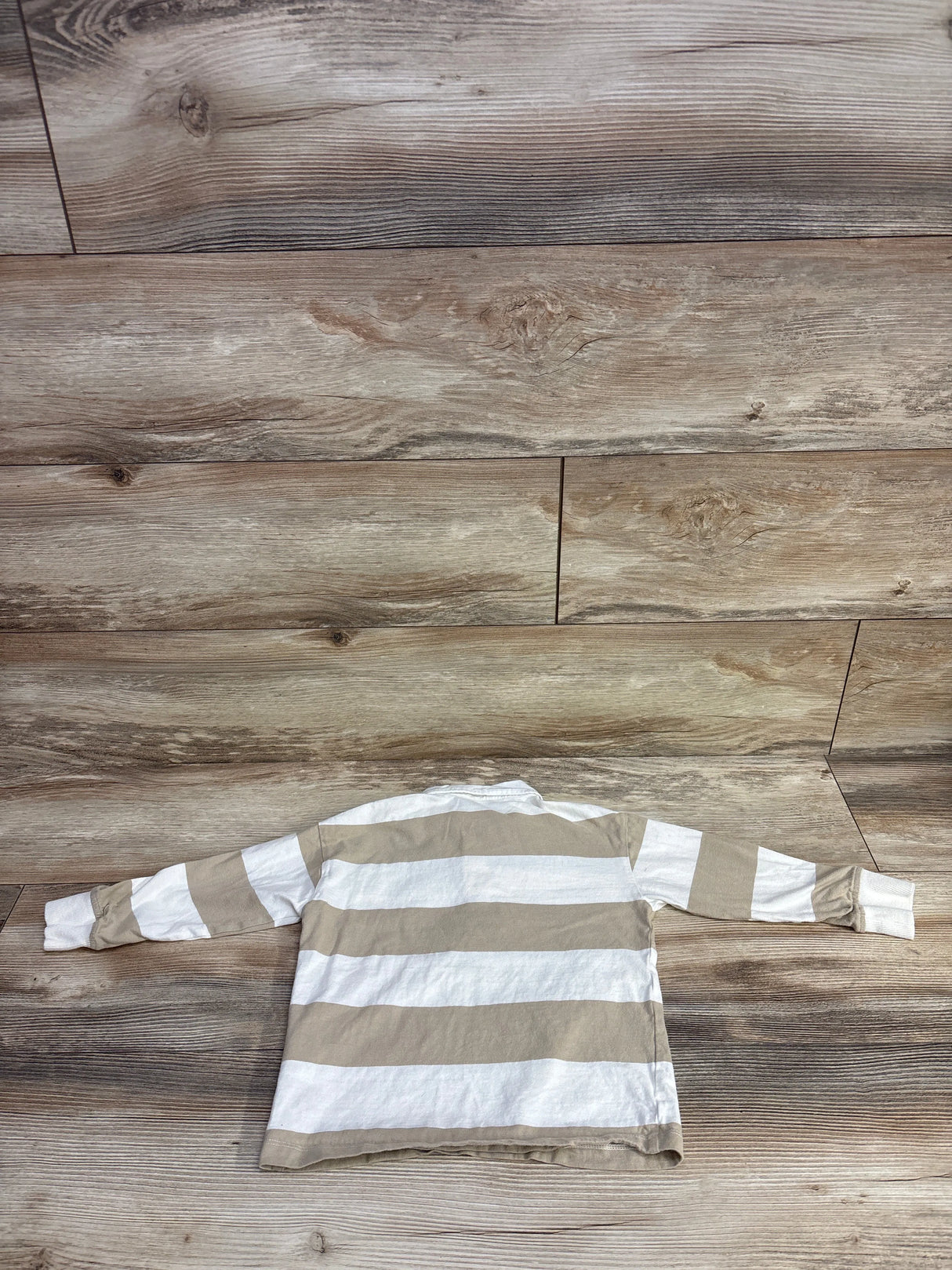 H&M Striped Rugby Shirt Beige sz 3-4T
