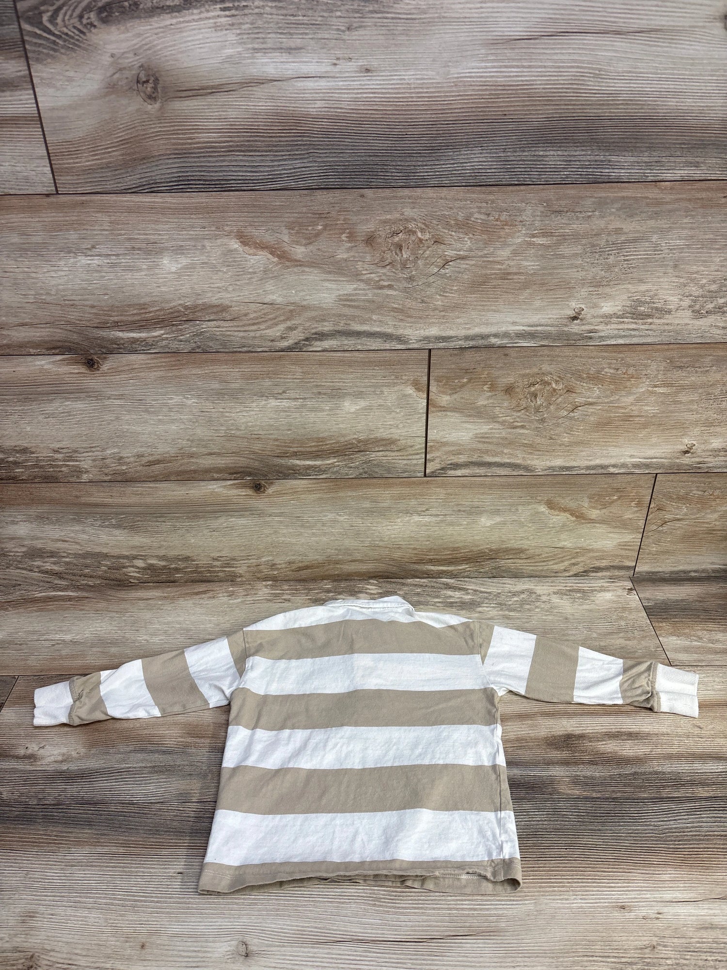 H&M Striped Rugby Shirt Beige sz 3-4T