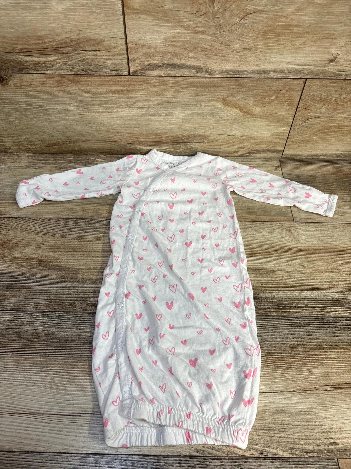 Cambria Baby Heart Print Kimono Sleep Gown White sz 0-6m