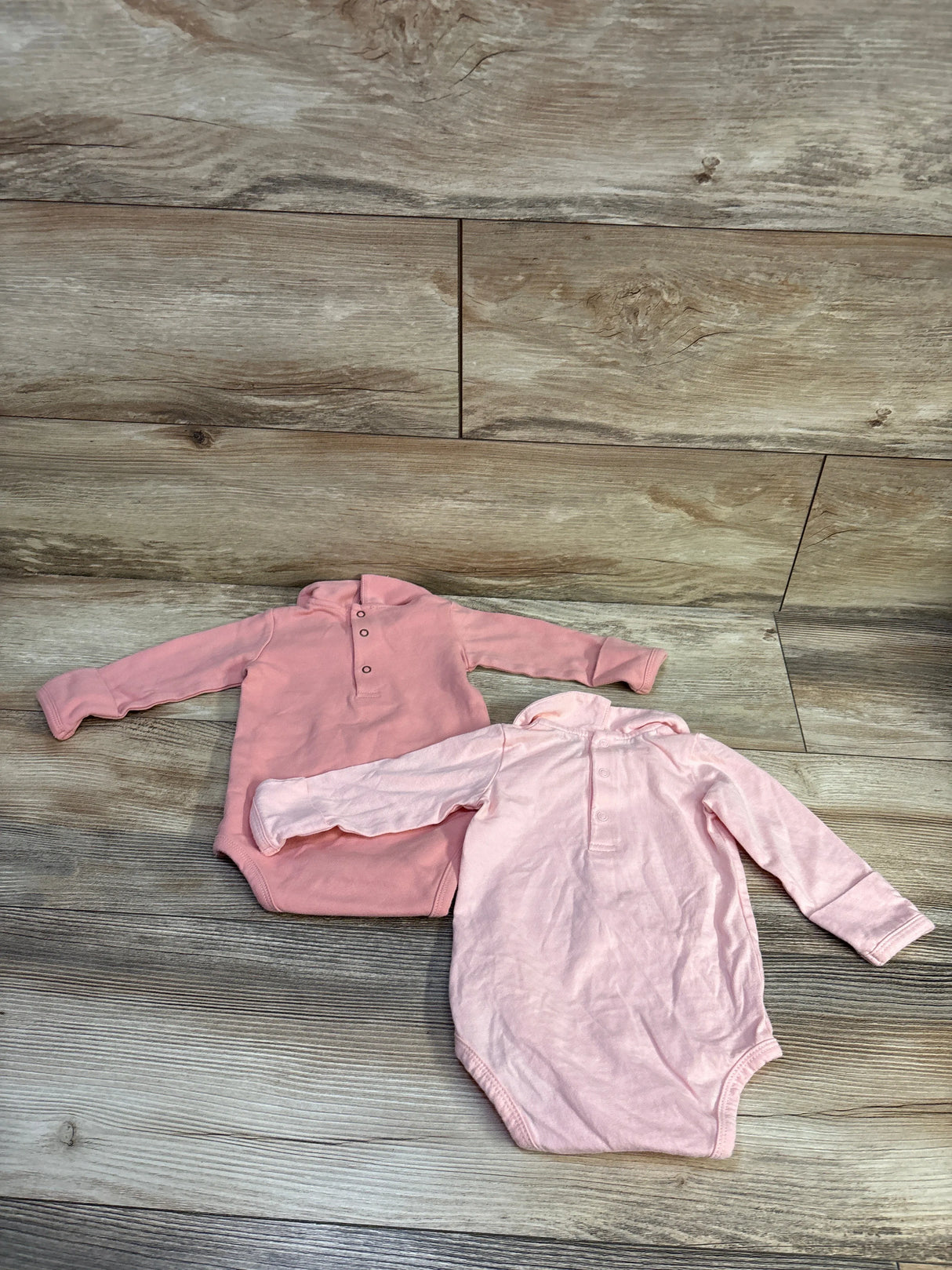 2pk Long Sleeve Collared Bodysuits Pink sz 6m