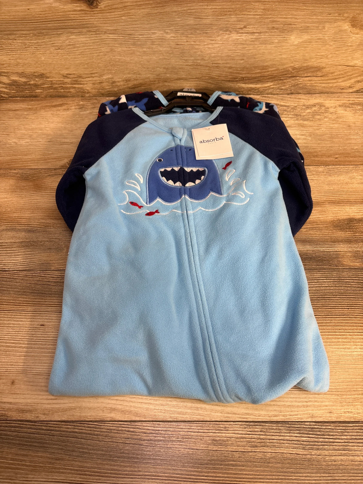 NEW Absorba 2pk Shark Print Blanket Sleeper Navy sz 3T