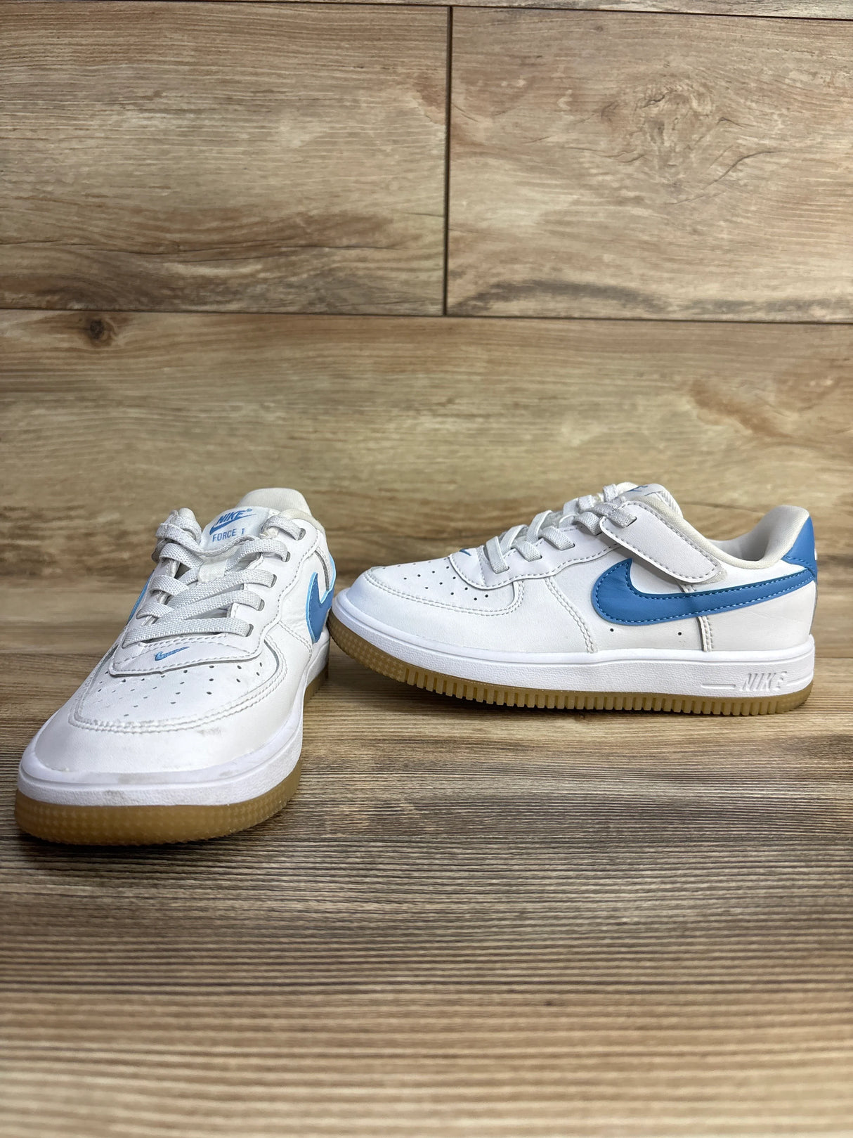 Nike Force 1 Low EasyOn PS 'White Blue Beyond Gum' sz 13c