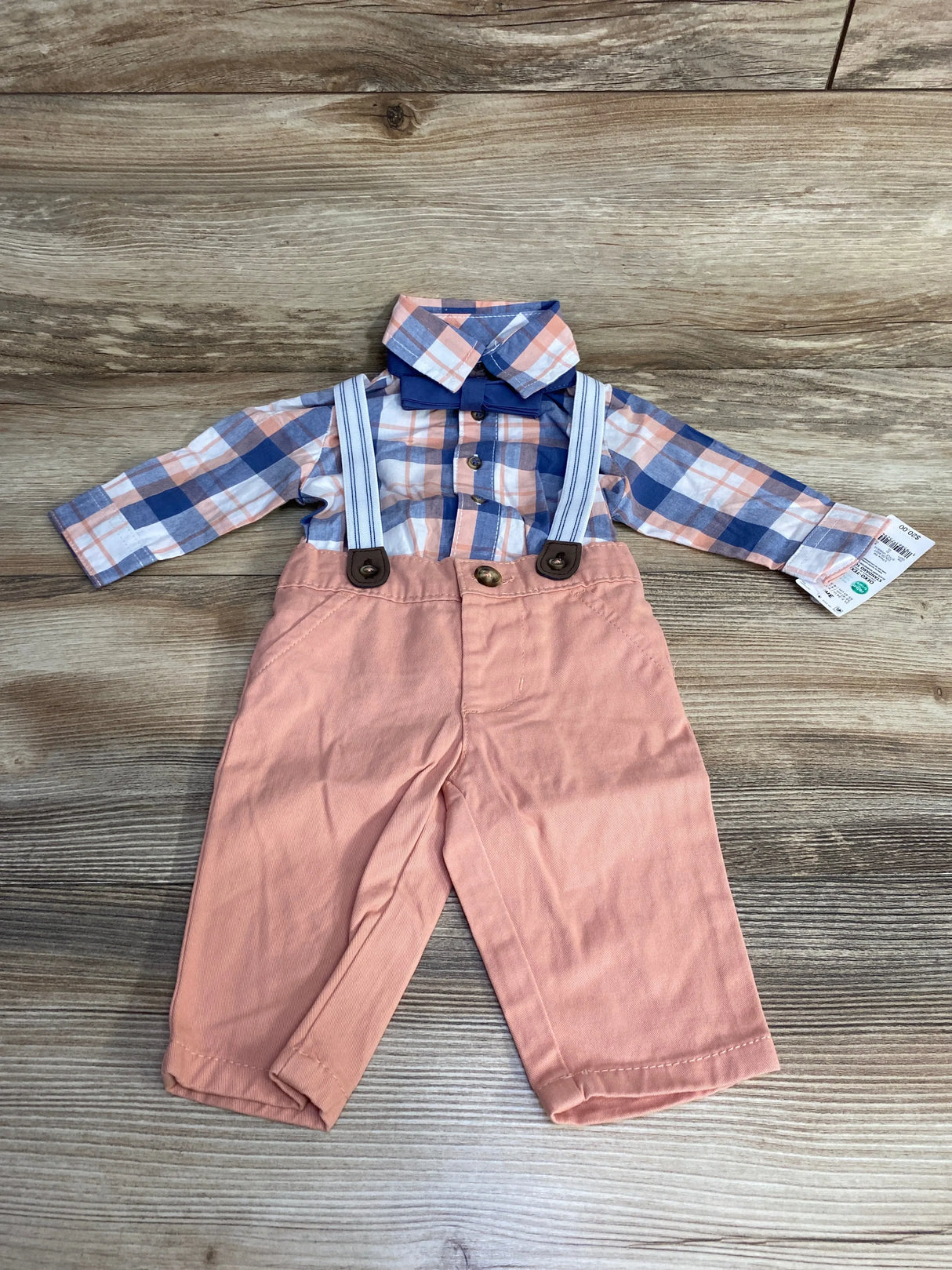 NEW Just One You 4pc Plaid Button-Up Suspender Set Blue sz 3m - Me n Mommy To Be