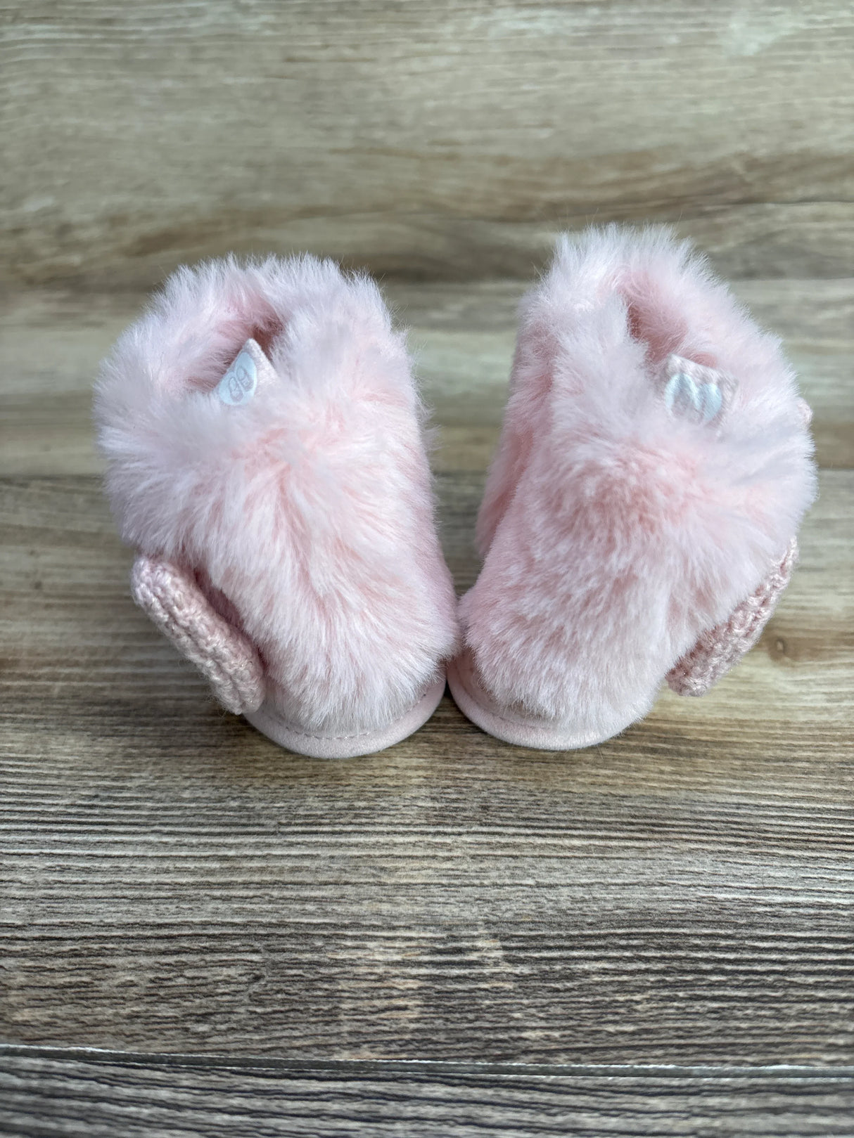 First Steps by Stepping Stones Faux Fur Knit Booties Pink sz 1/2c