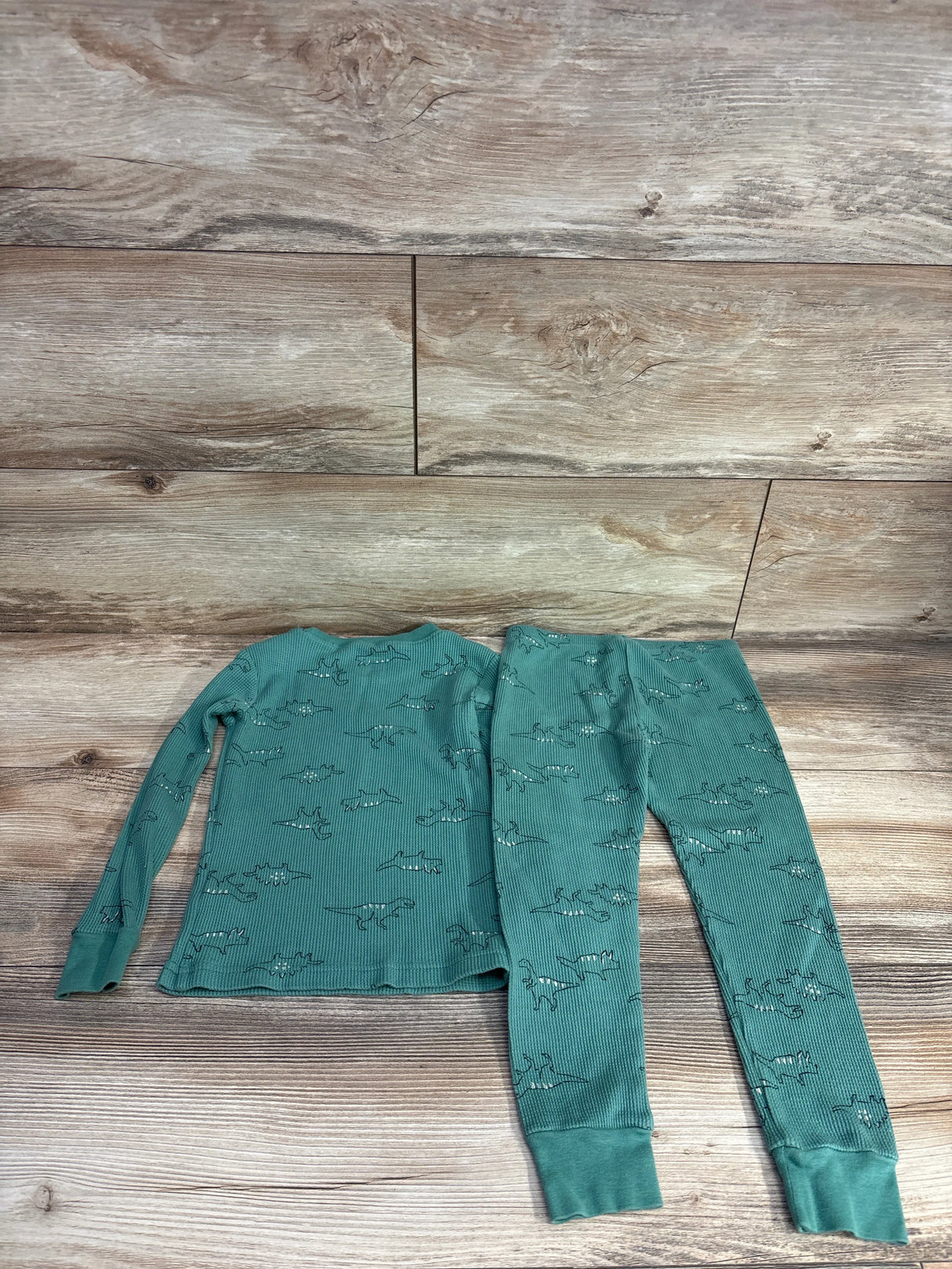 Carter 2pc Waffle Knit Dinosaur Pajama Set Green sz 4T